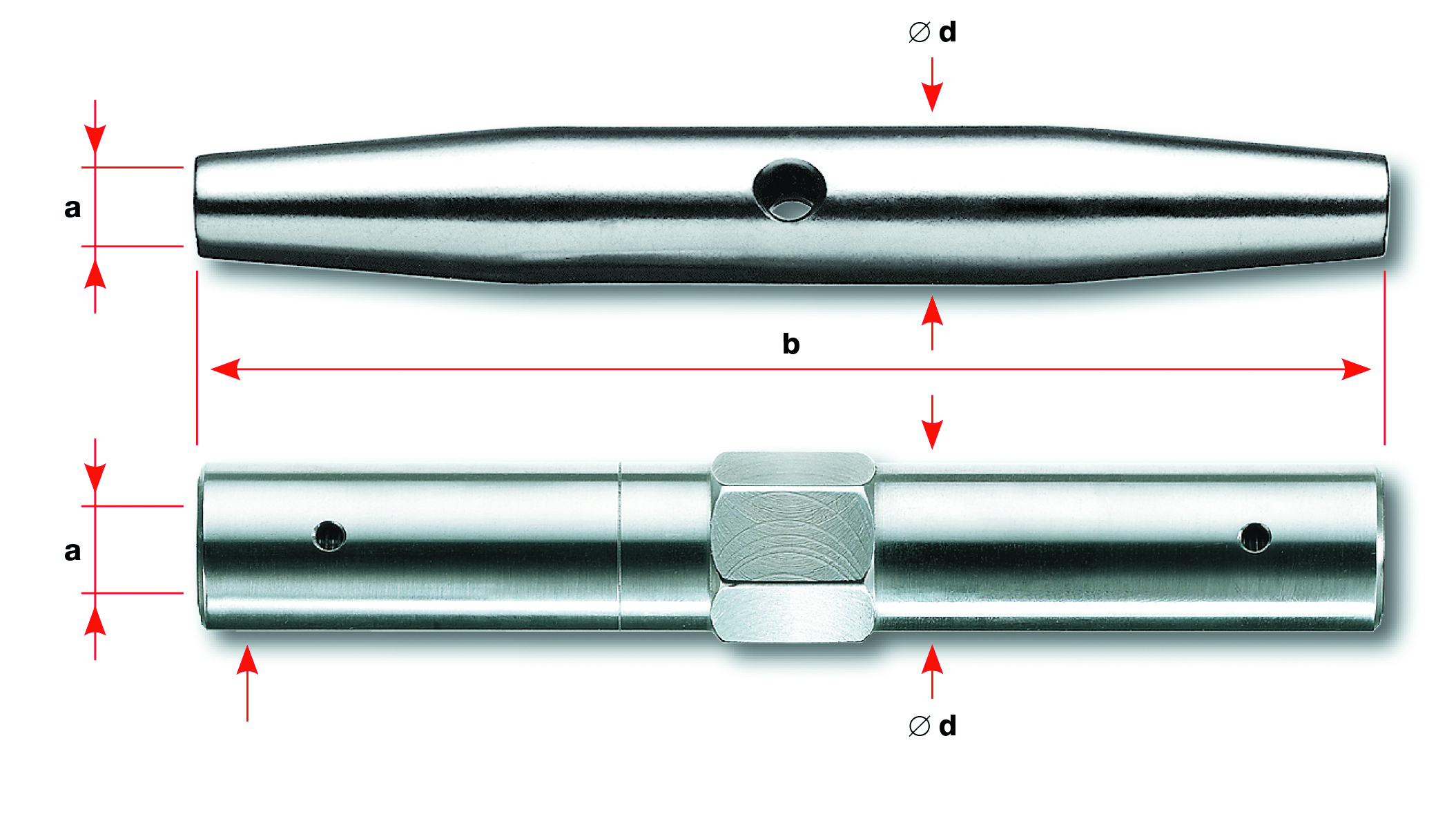 Tenditore con filetto interno destro e sinistro M6 AISI 316