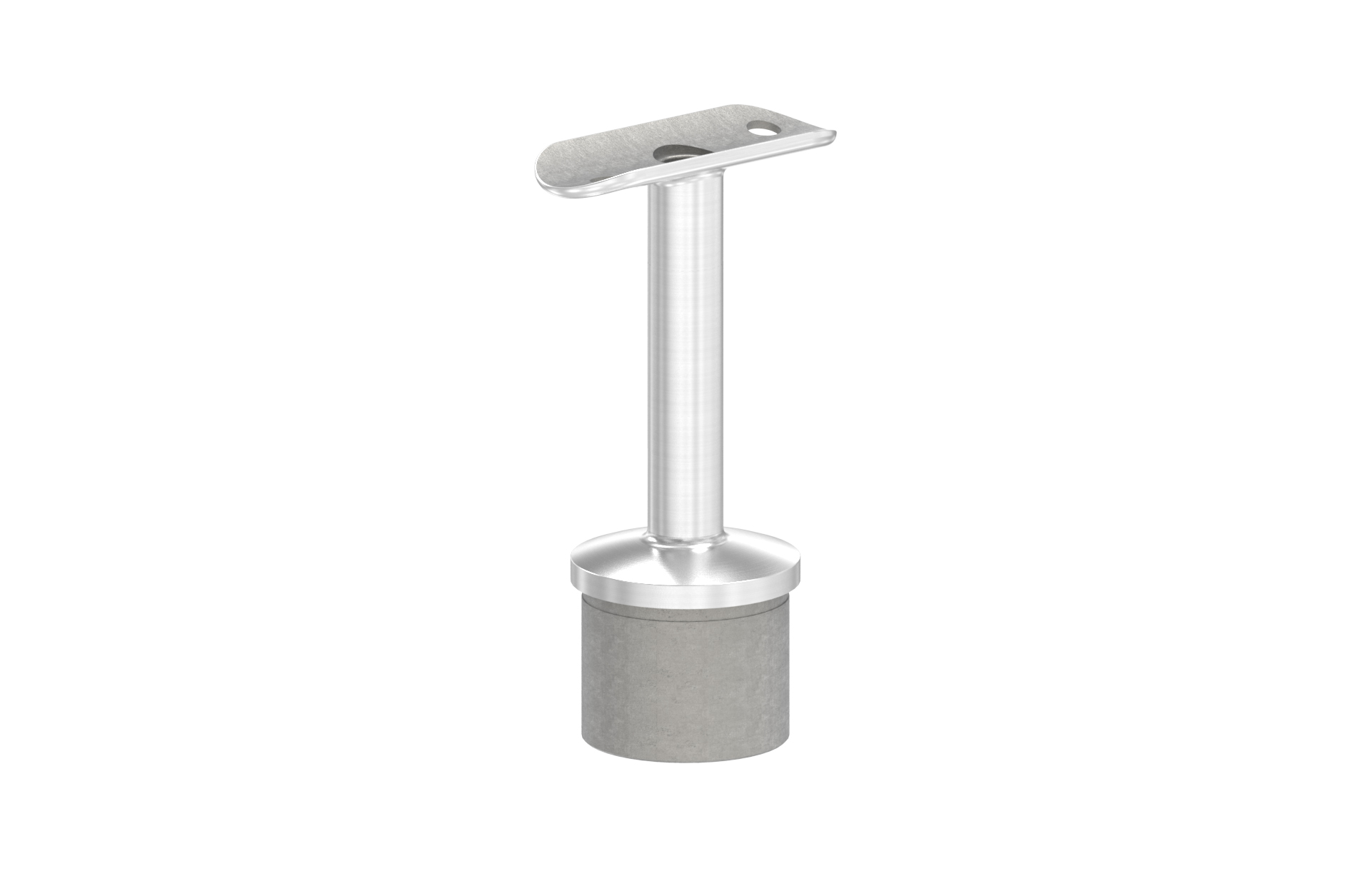 Handrail support for LED-handrail with fixed pin and plate for handrail d=42,4mm AISI 304 satin fini