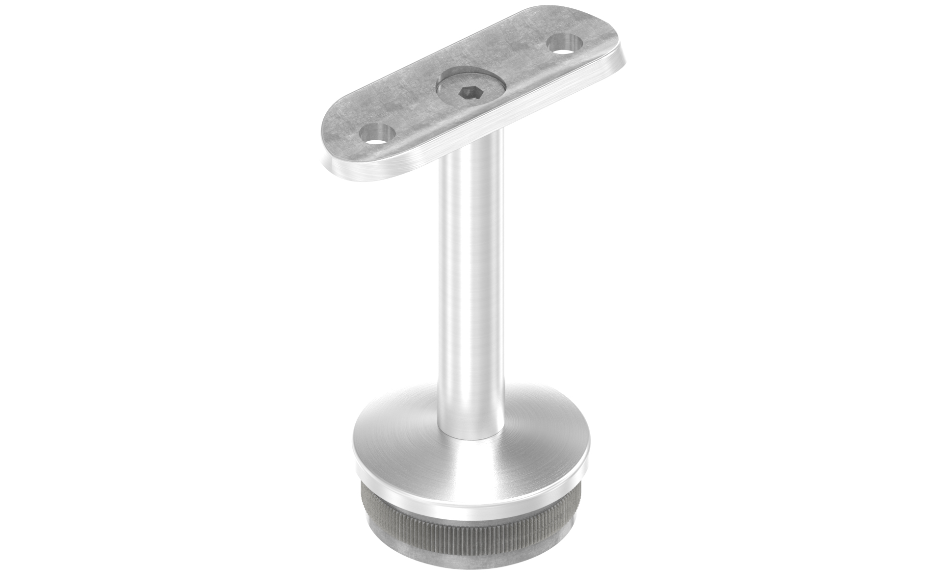 Handrail support with fixed pin and mounting plate for tube d=42,4x2mm AISI 304 satin finish