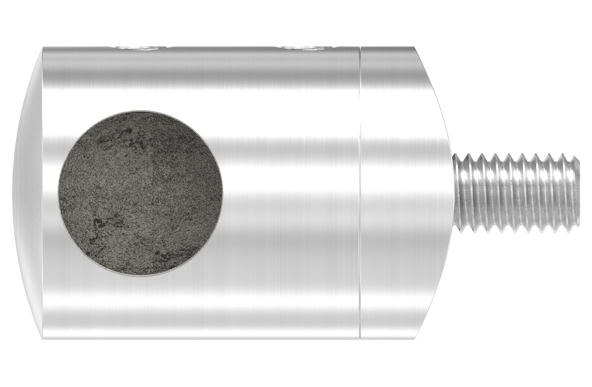 Supporto per tondino d=12mm con attacco per tubo d=42,4mm, terminale destro AISI 304 sat.