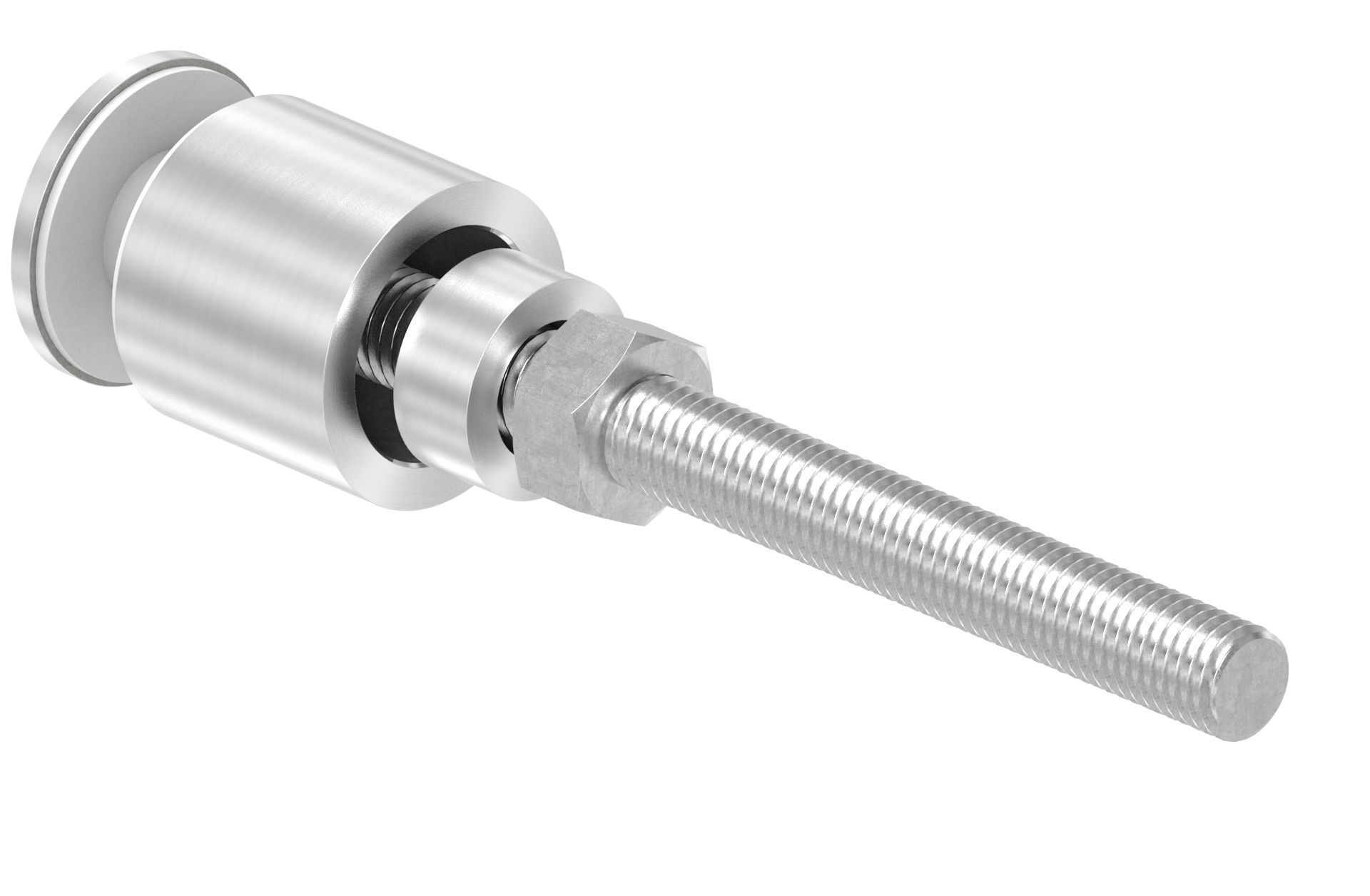 Glaspunkthalter d=40mm mit flachem Anschluss AISI 304 sat mit Gewindestange M14