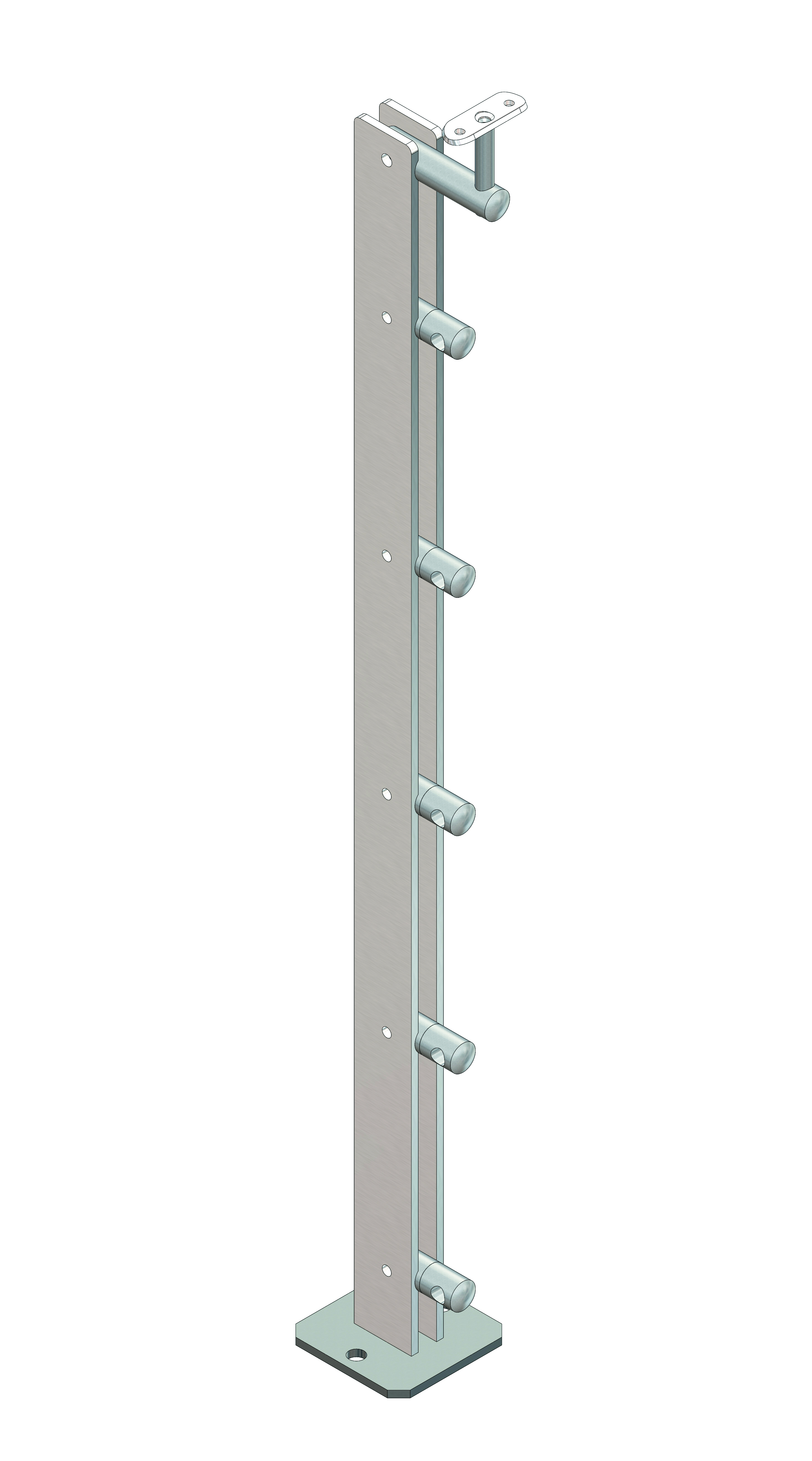 Double flat bar post 50x6mm L= 960mm AISI 304 sat.