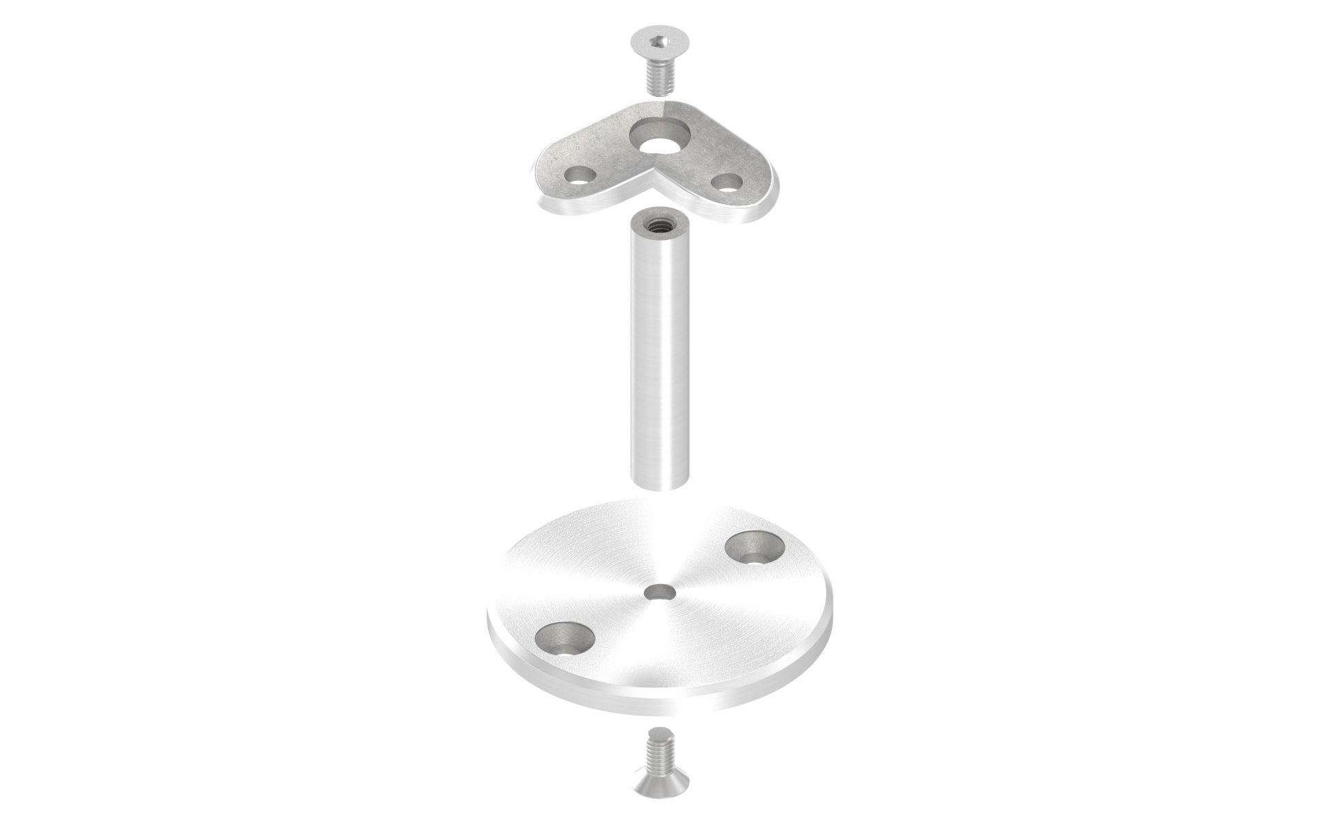 Handlaufträger H=77mm mit Trägerplatte 90° für Rohr d=42,4x2mm AISI 304 geschliffen