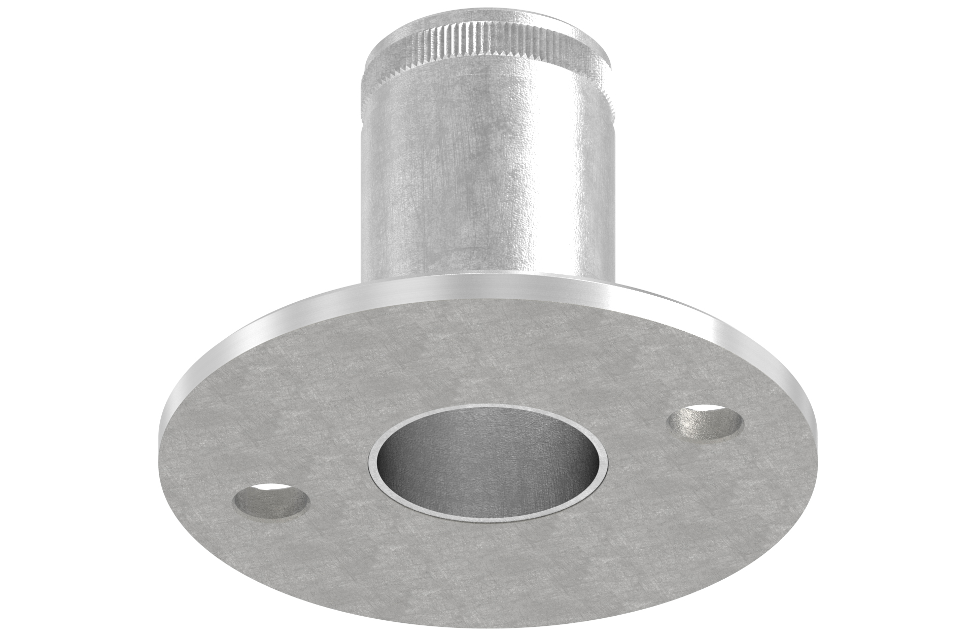 Bottom fastening d=100mm with double knurling for tube d=42,4mm to clue AISI 304 satin finish