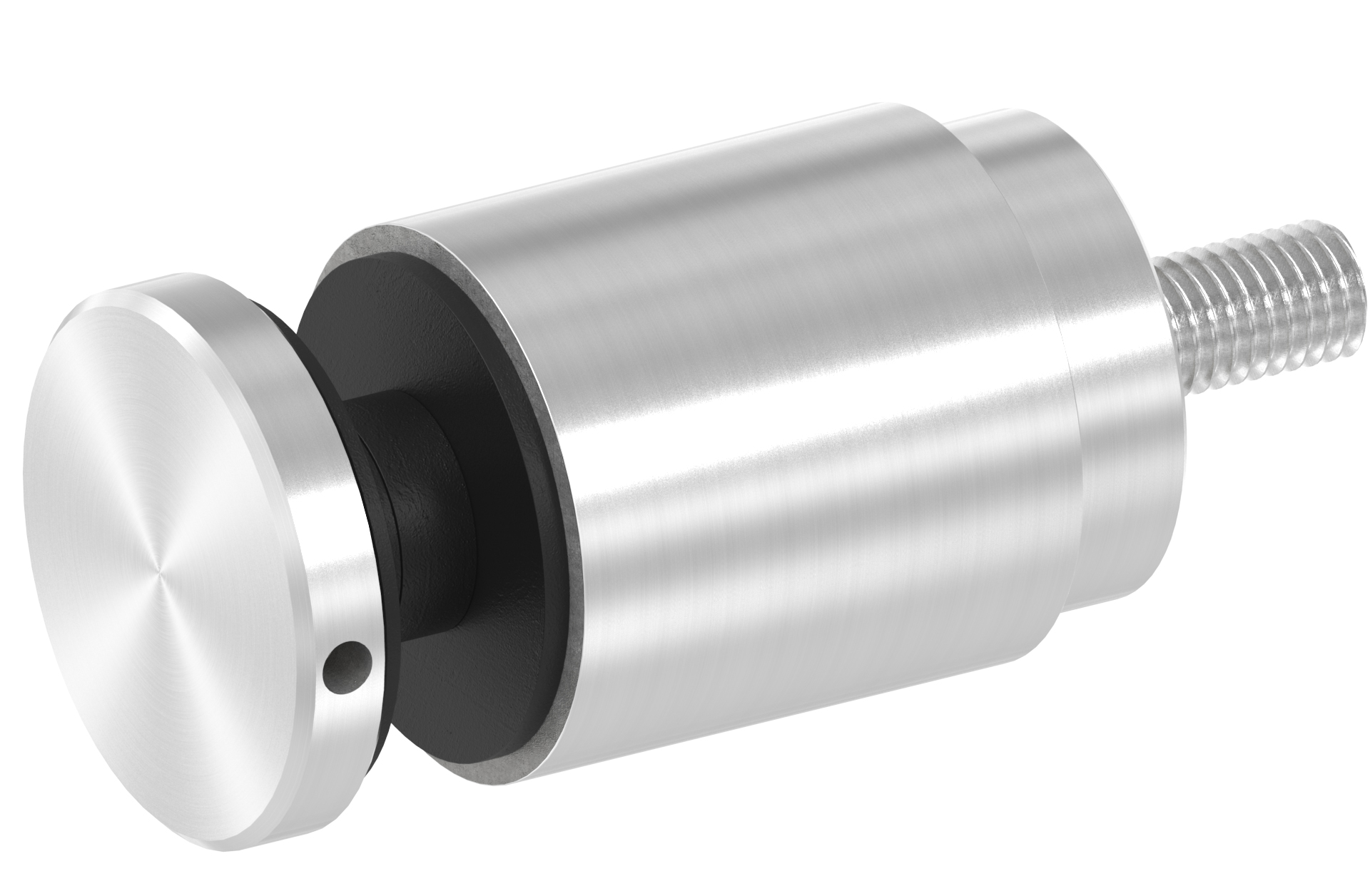 Regulierbarer Glaspunkthalter d=40mm mit flachem Anschluss AISI 304 geschliffen