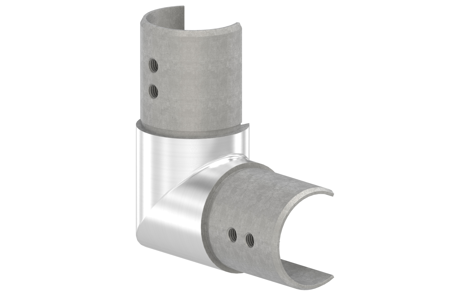 Horizontal corner connector 90 degree for channel tube d=42,4x1,5mm AISI 304 satin finish