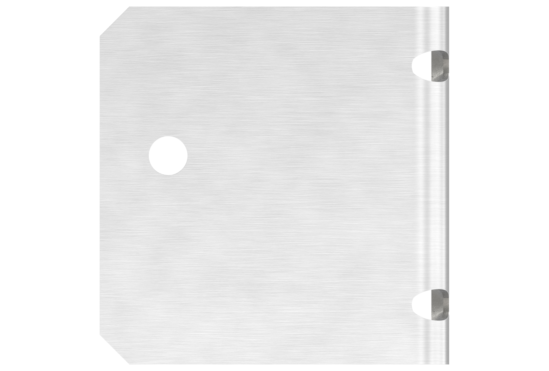 Lateral retangular wall fastening plate for angle 90 degree AISI 304 satin finish