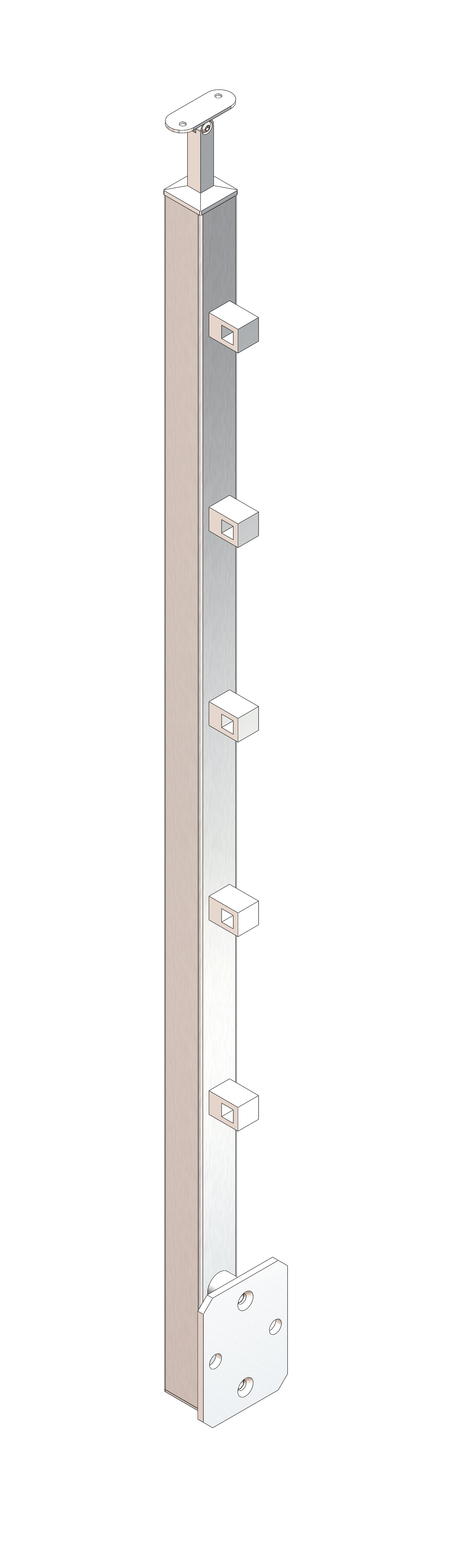 Square post 40x40x2mm L= 1330mm AISI 304 sat.(stair post)