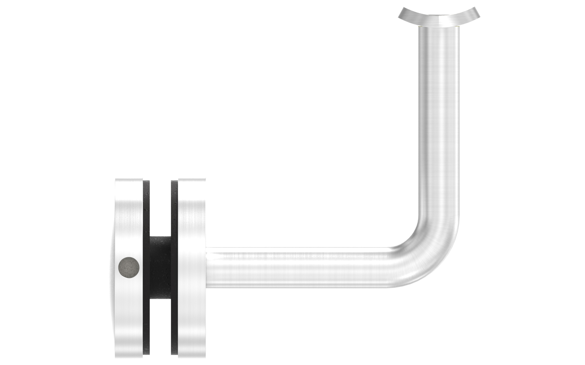 Fixed handrail support for glass with glass holder d=52mm with round mounting plate d=42,4mm AISI 304 satin finish