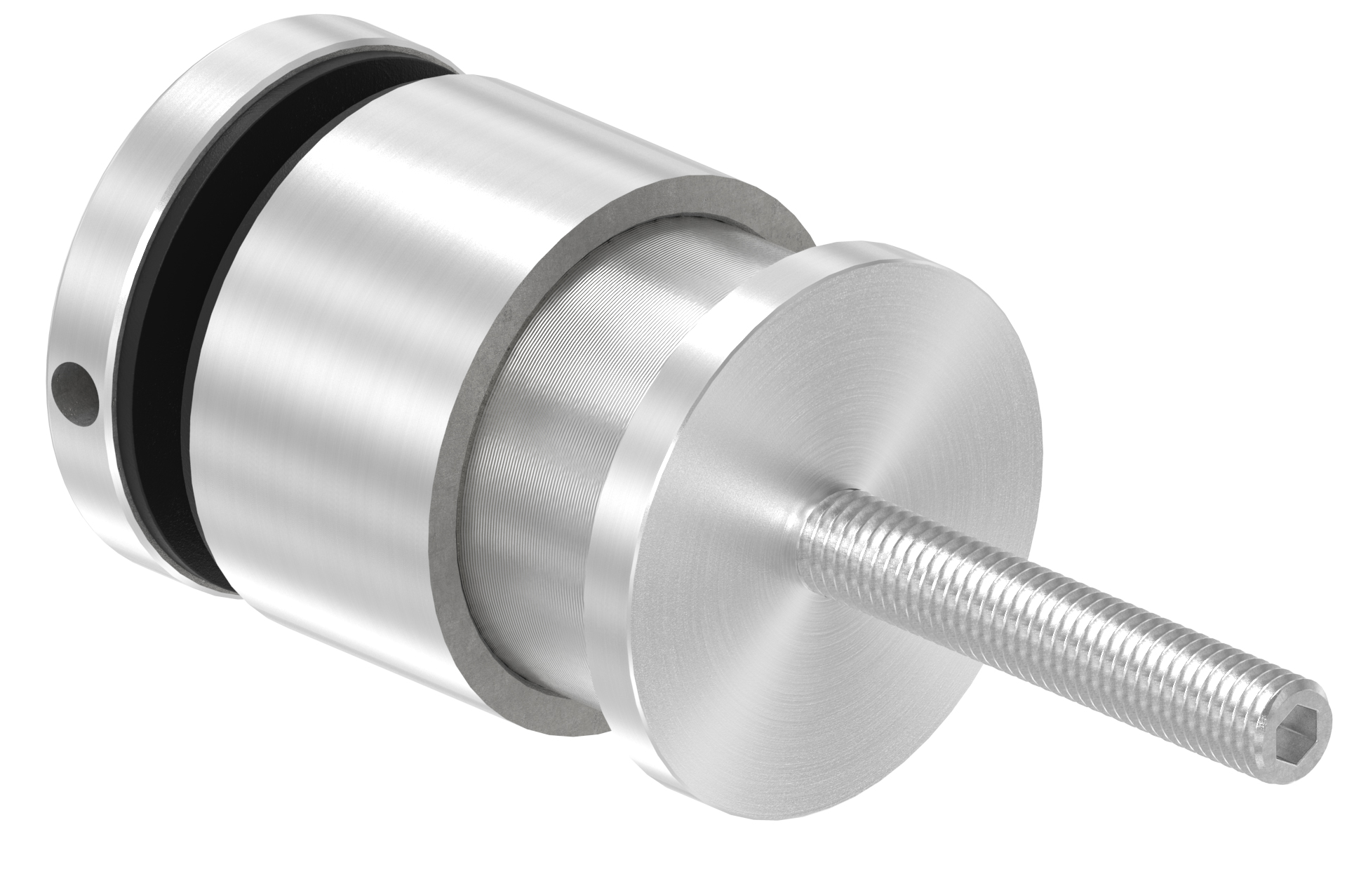 Regulierbarer Glaspunkthalter d=52mm mit flachem Anschluss AISI 304 geschliffen