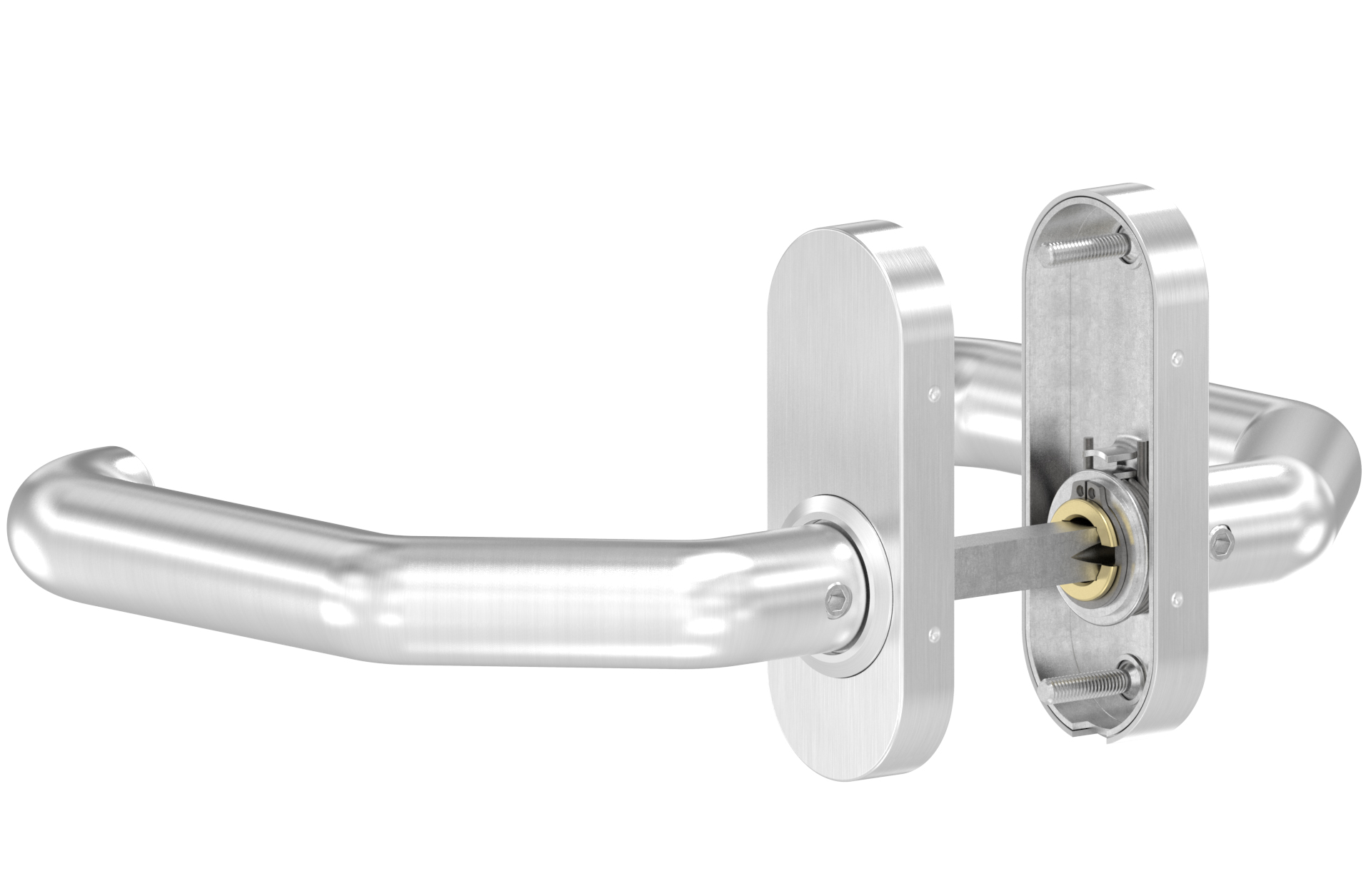 Door handle rotatable on both sides with 8mm push pin AISI 304 satin finish