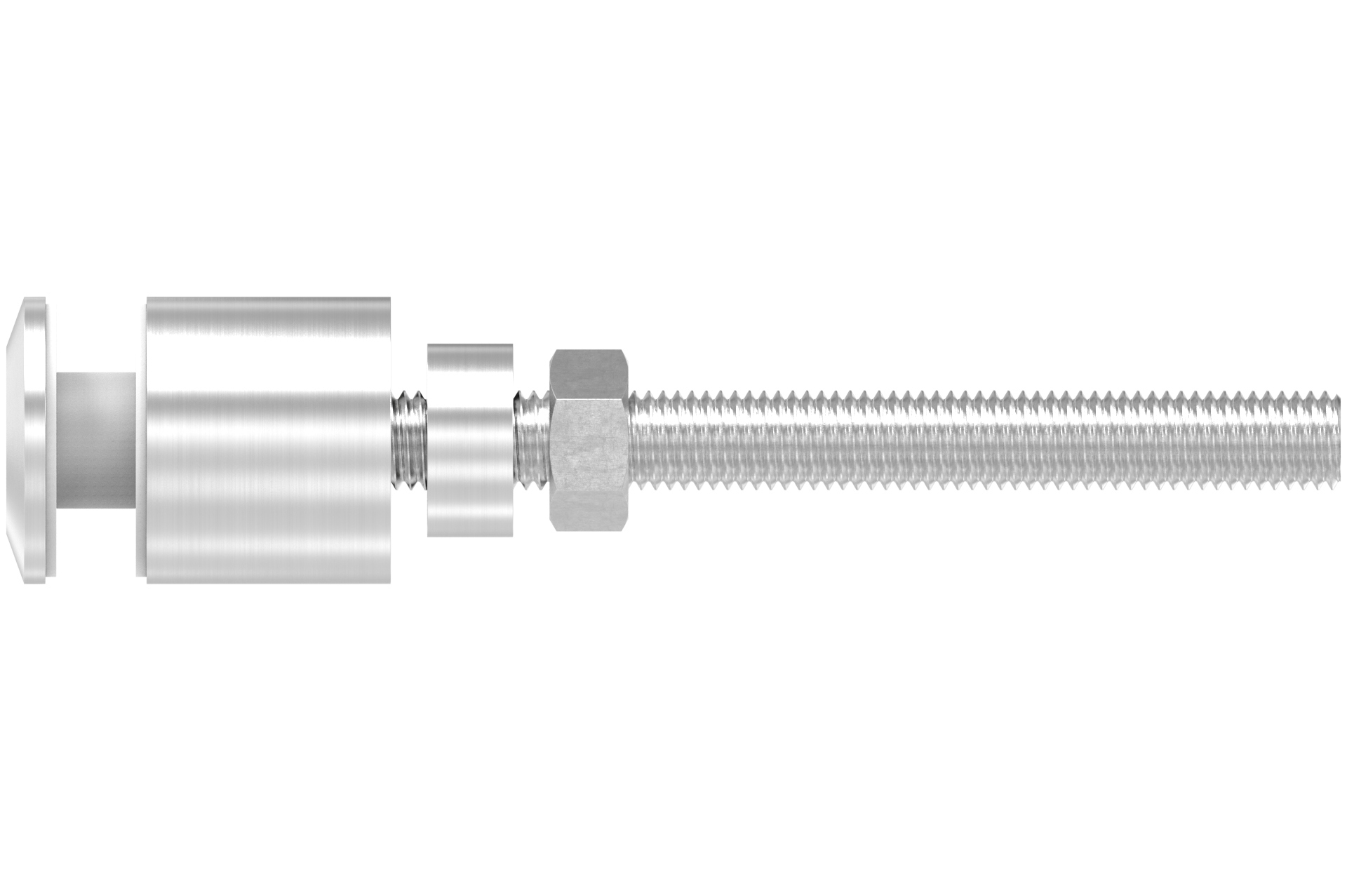 Glaspunkthalter d=40mm mit flachem Anschluss AISI 304 sat mit Gewindestange M14