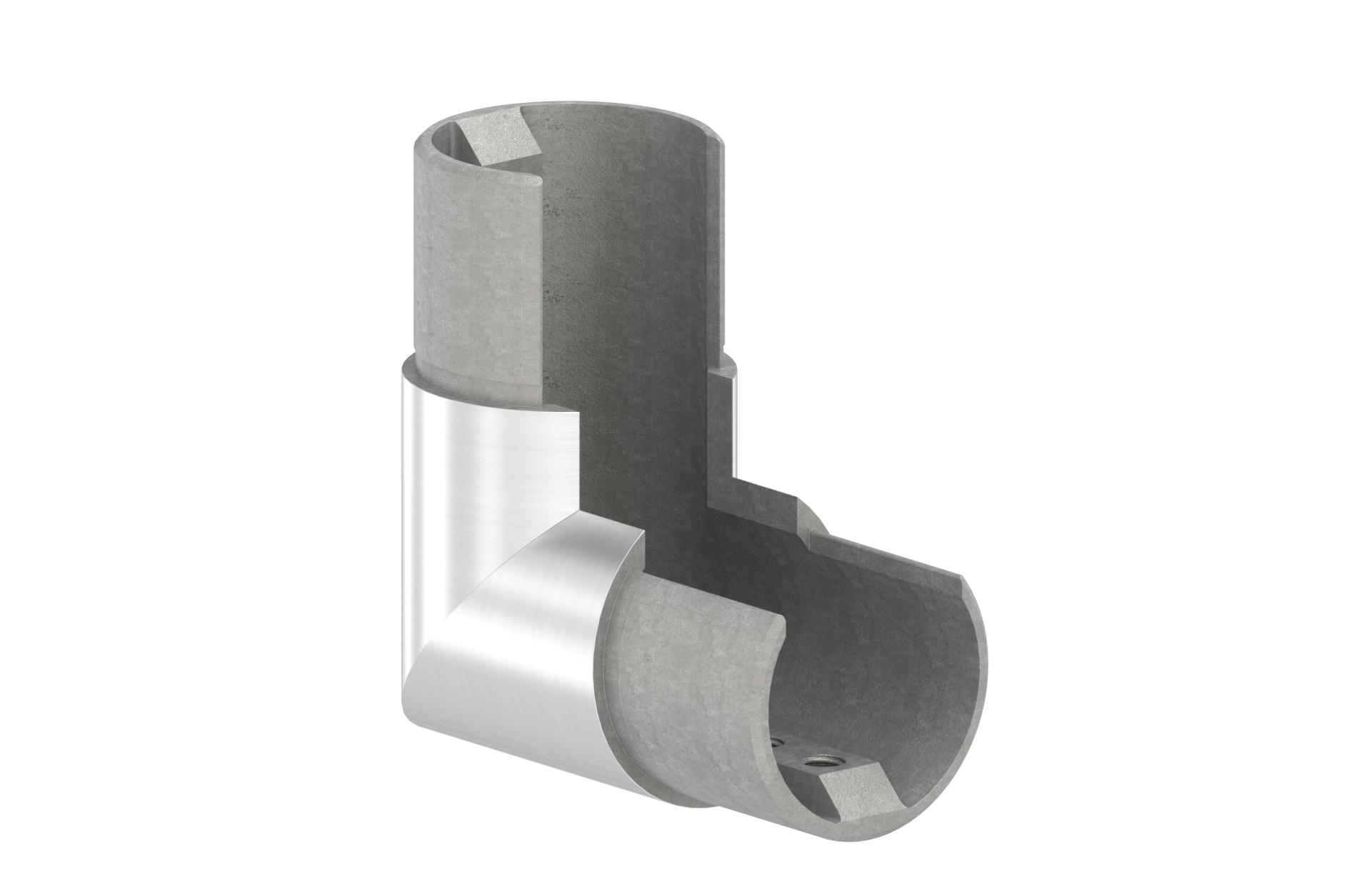 Elbow connector 90° vertical for channel tube d=42,4x1,5mm AISI 316 satin finish