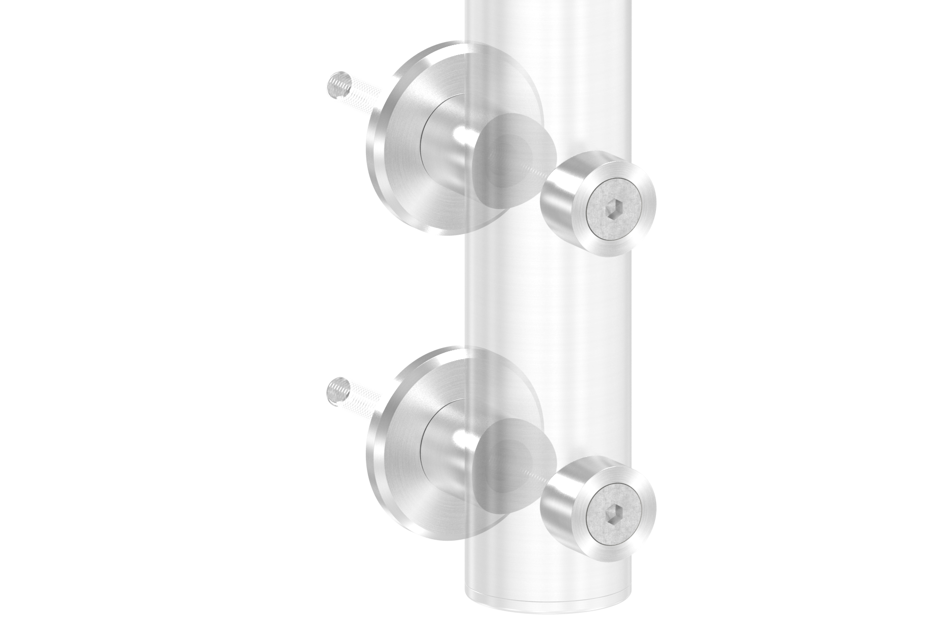 Plate for lateral mounting, complete, A=28mm for tube d=42,4mm AISI 304 satin finish (pair)