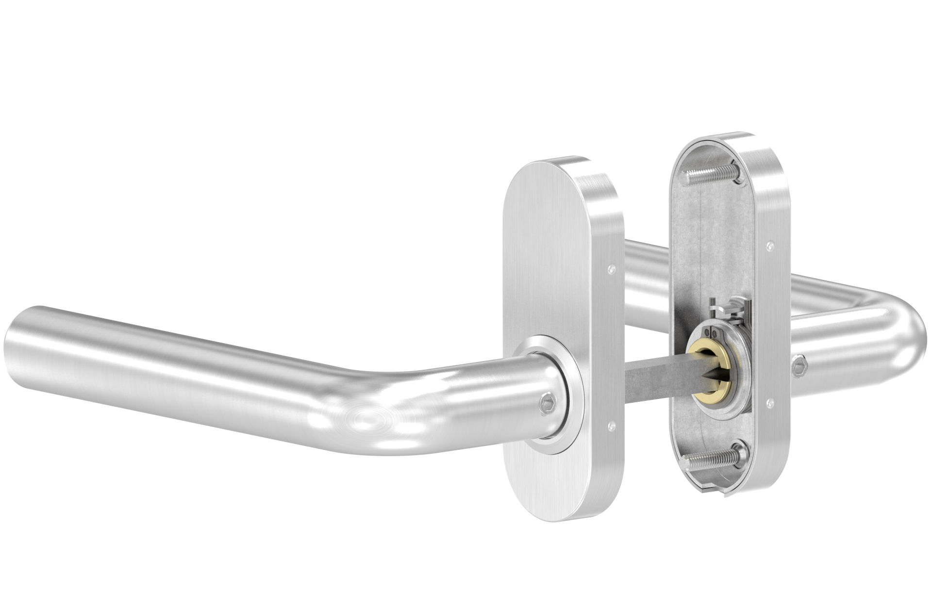 Door handle rotatable on both sides with 8mm push pin AISI 304 satin finish