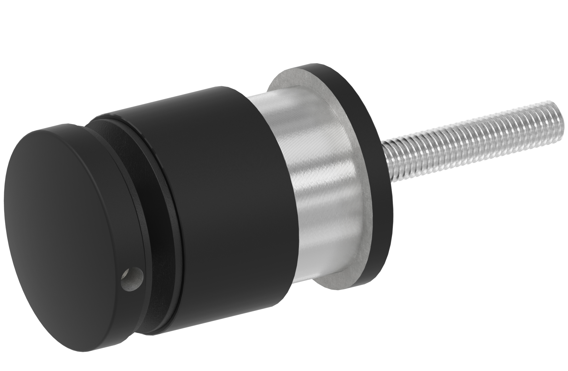 Regulierbarer Glaspunkthalter SCHWARZ d=52mm mit flachem Anschluss AISI 304 geschliffen (electro plated)