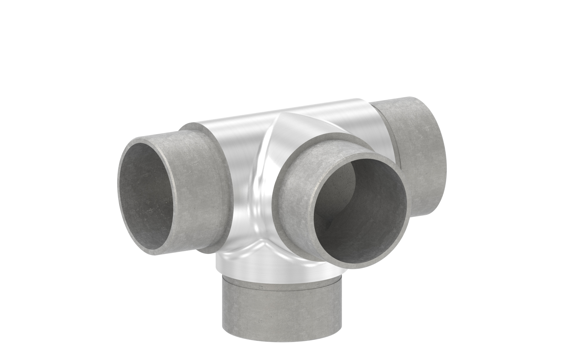 Cross connector d=42,4x2mm AISI 304 satin finish