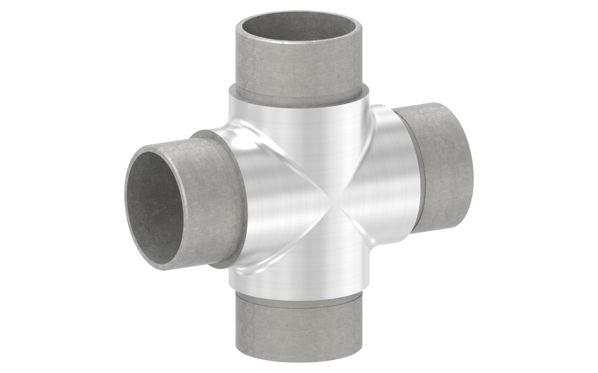 Cross connector d=42,4x2mm AISI 304 satin finish