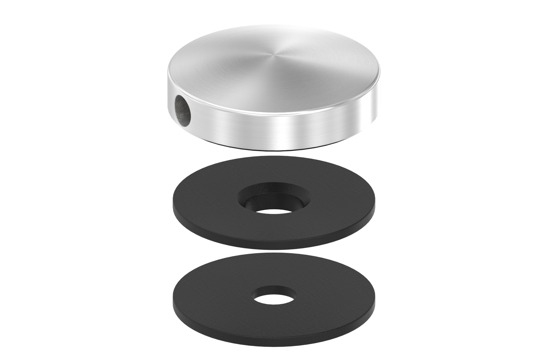 Glass holder d=40mm, M10, head part with rubbers AISI 304 satin finish