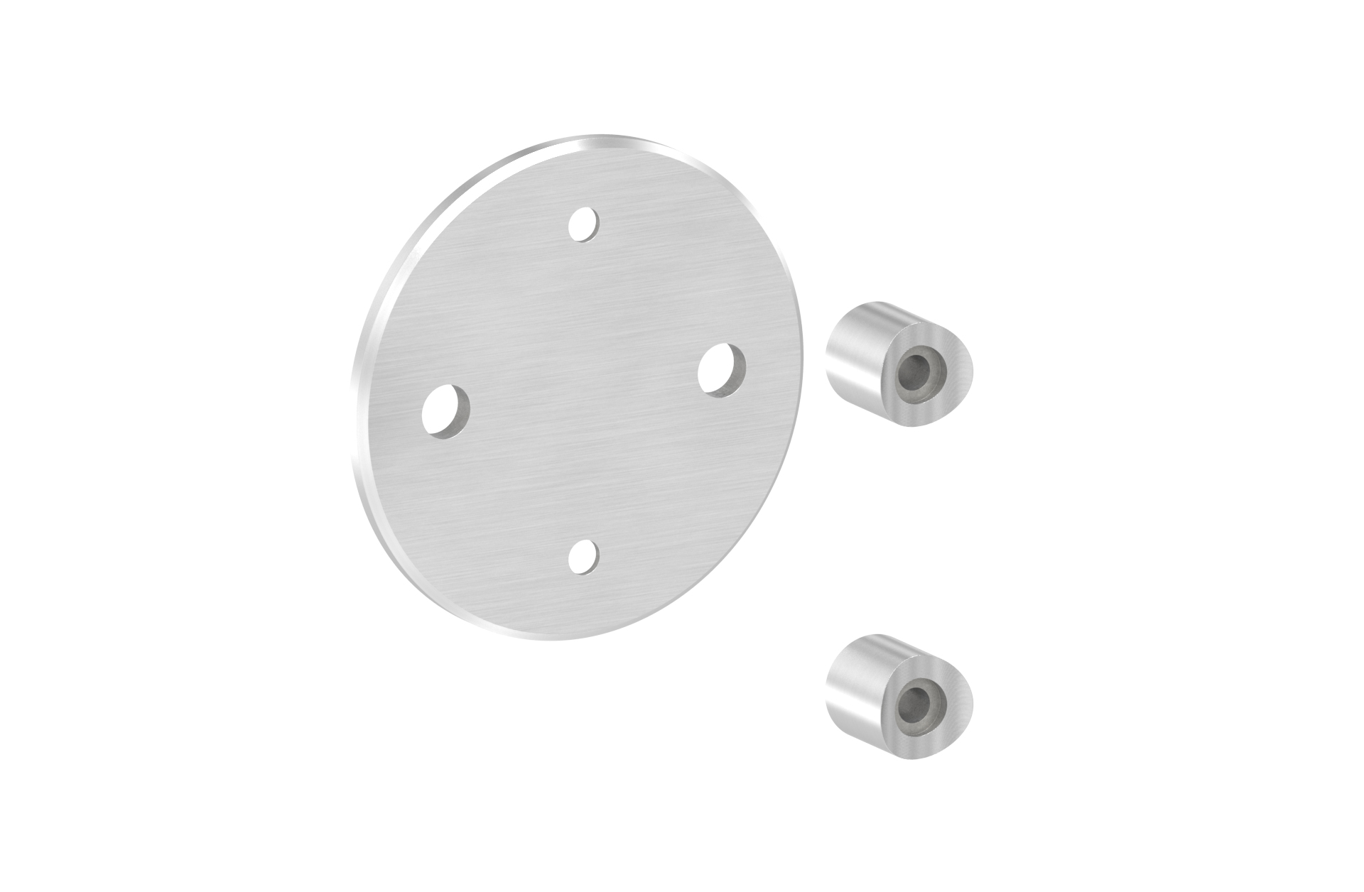 Rounded plate for lateral mounting d=120mm, H=30mm for tube d=33,7mm AISI 304 satin finish