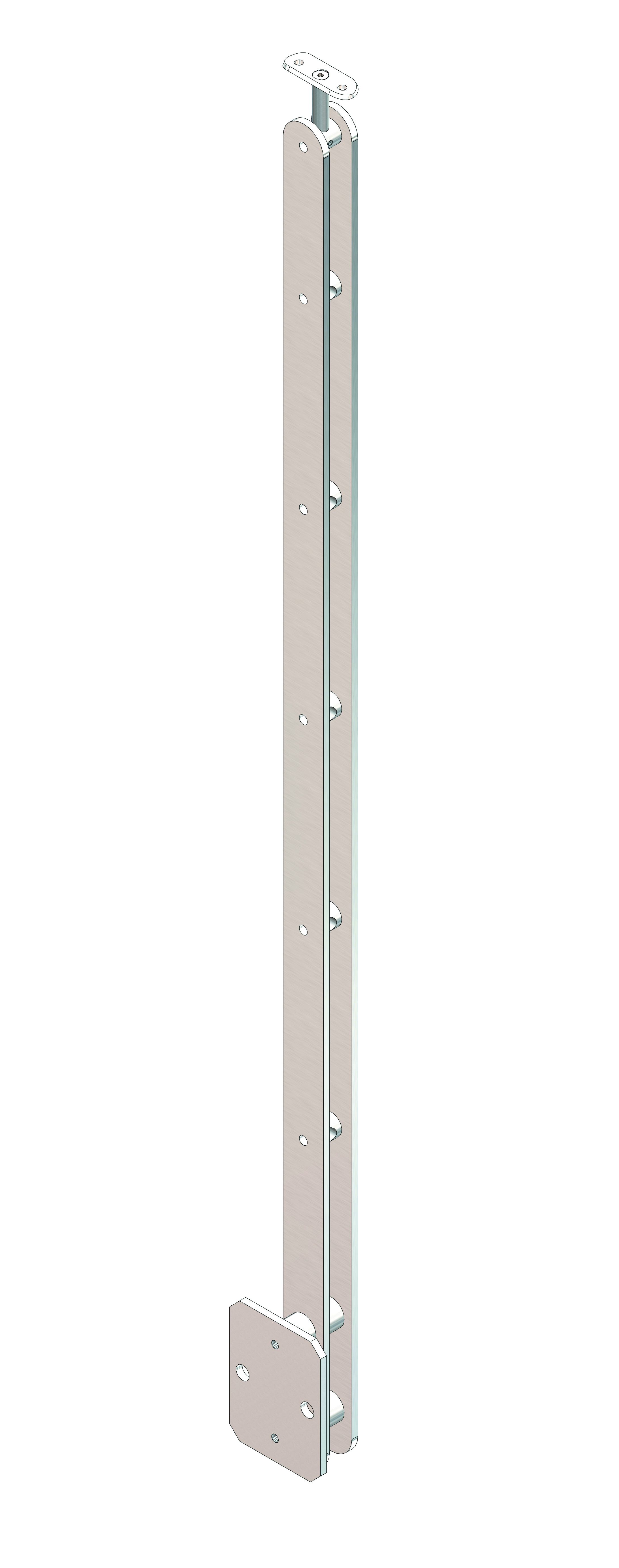 Double flat bar post 40x6mm L=1180mm AISI 304 sat.