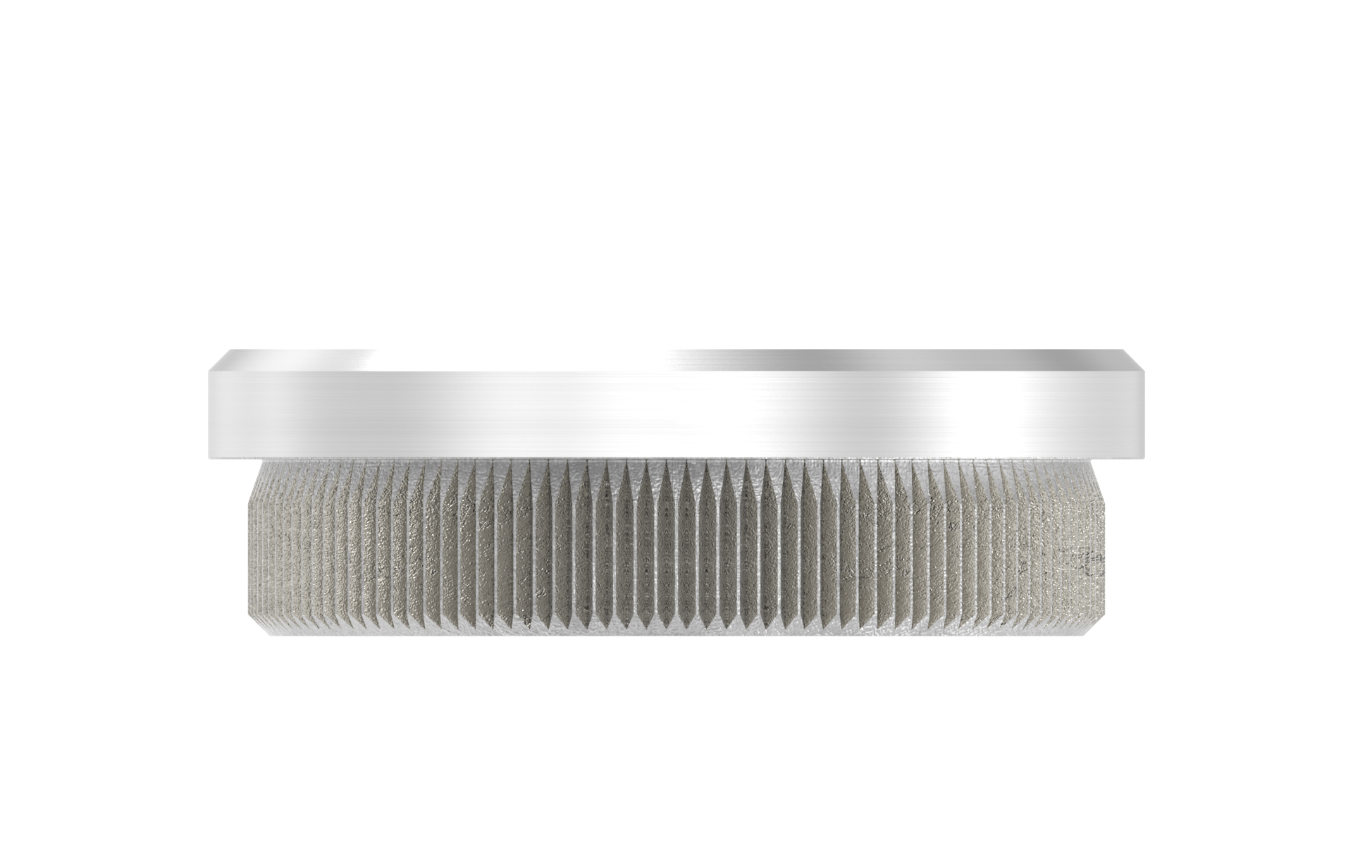 Hollow end cap d=33,7x2mm with knurl in flat and with drainage borehole AISI 304 satin finish