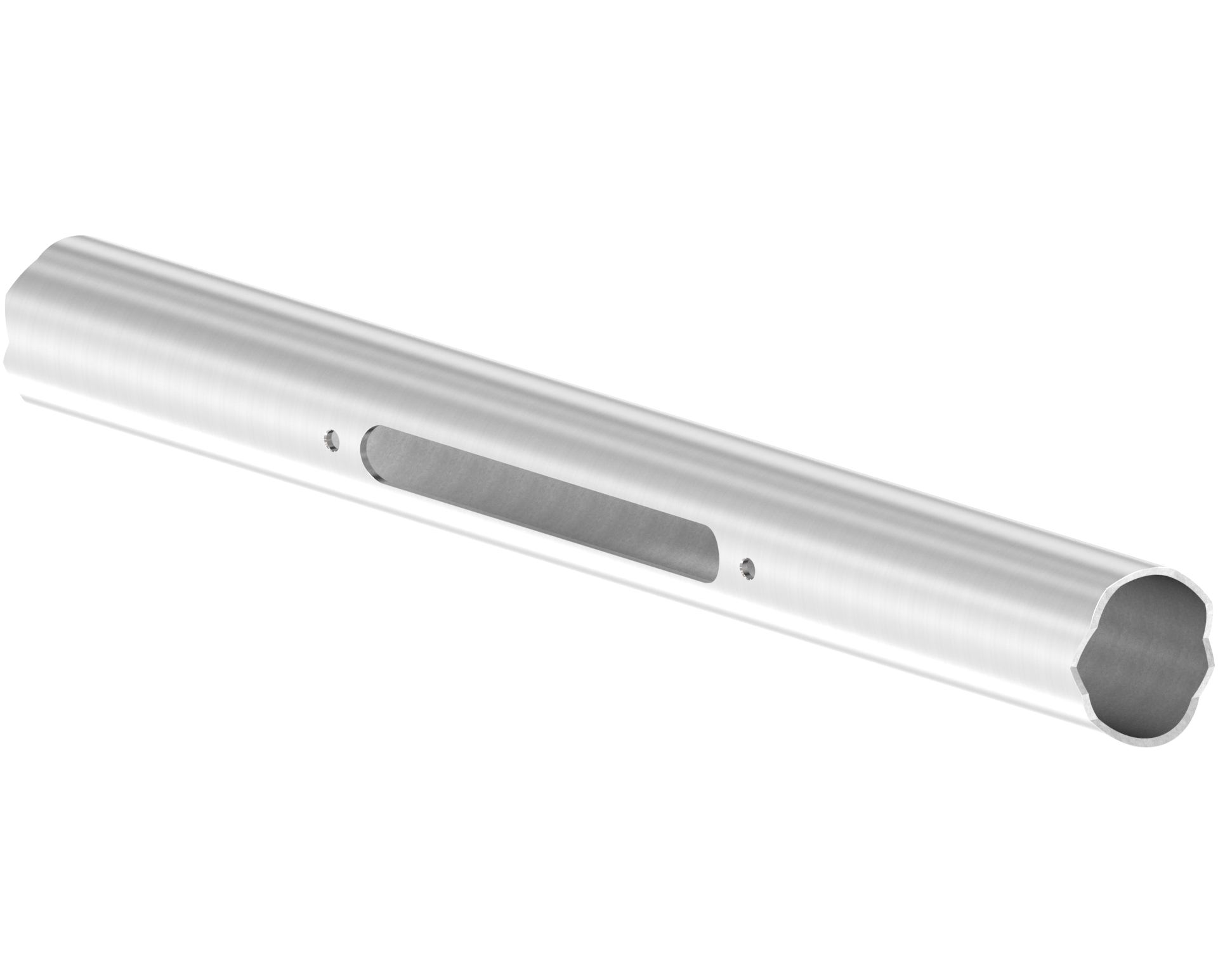 Corrimano per moduli LED con 3 fressature, tubo d=42,4x2mm, L=3000mm, AISI 304 sat.