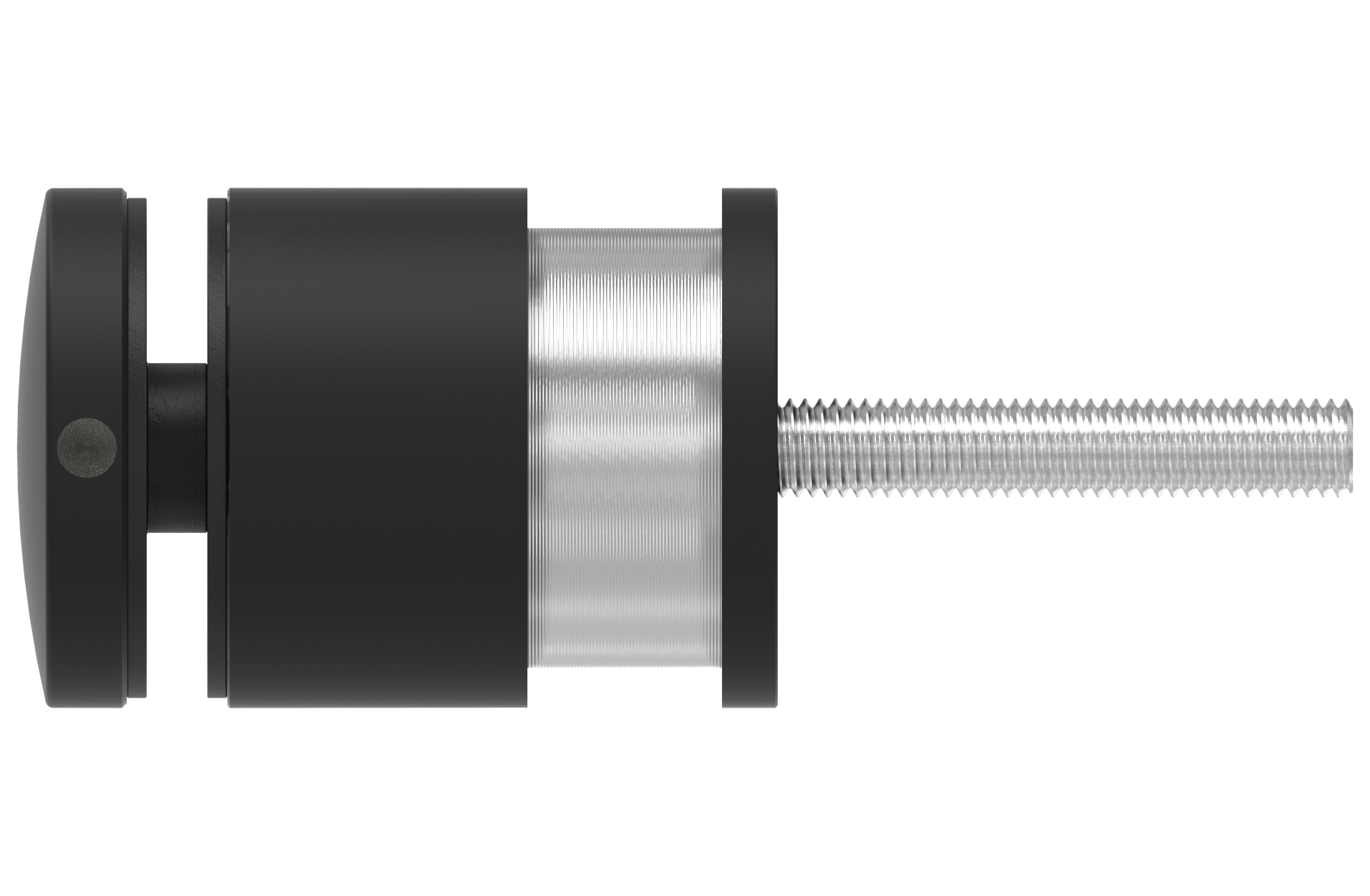 Regulierbarer Glaspunkthalter SCHWARZ d=52mm mit flachem Anschluss AISI 304 geschliffen (electro plated)