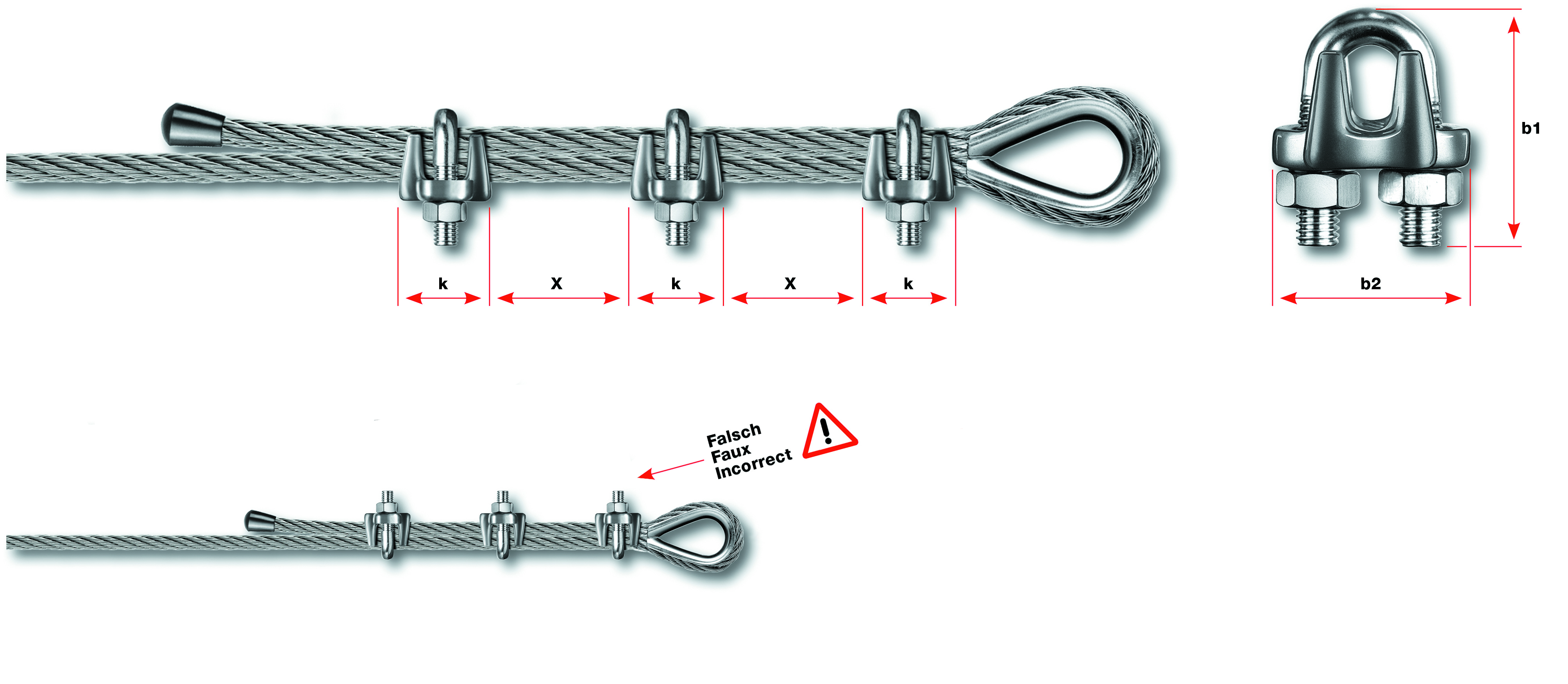 Bügelklemmen für Seil 5 mm AISI 316