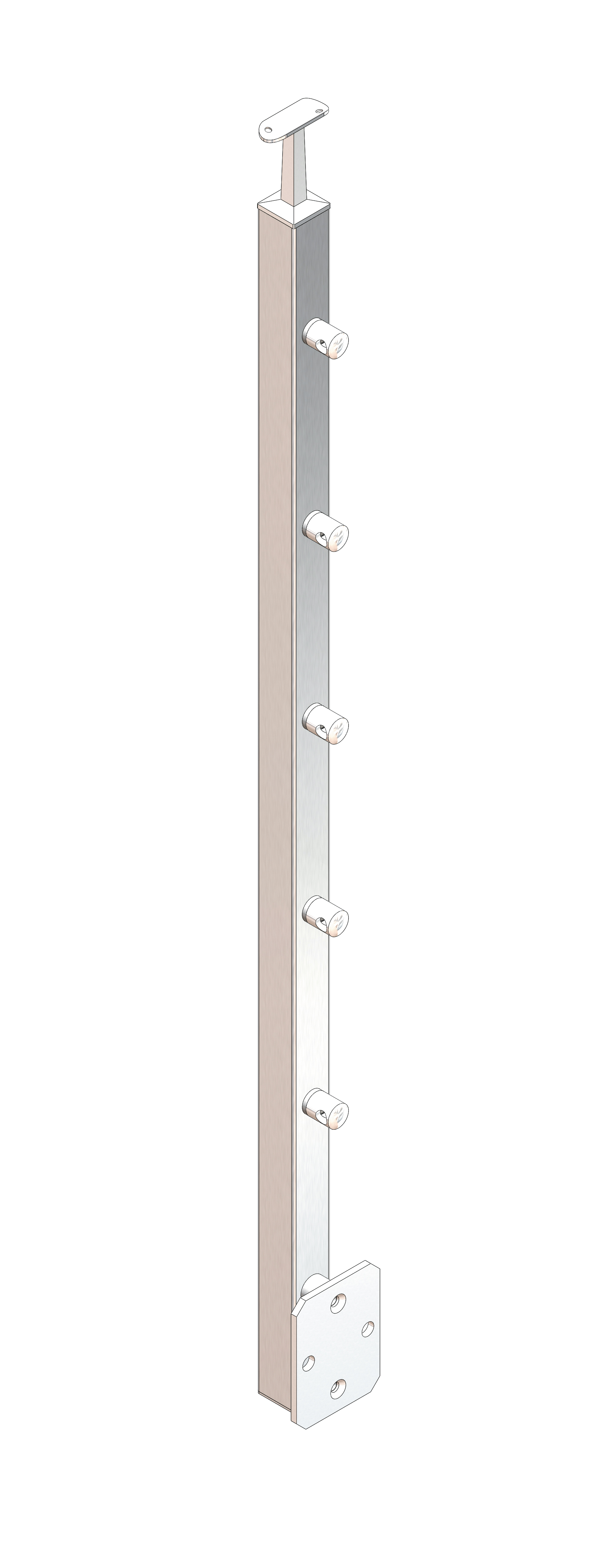 Quadratpfosten 40x40x2mm L= 1180mm AISI 304 sat.