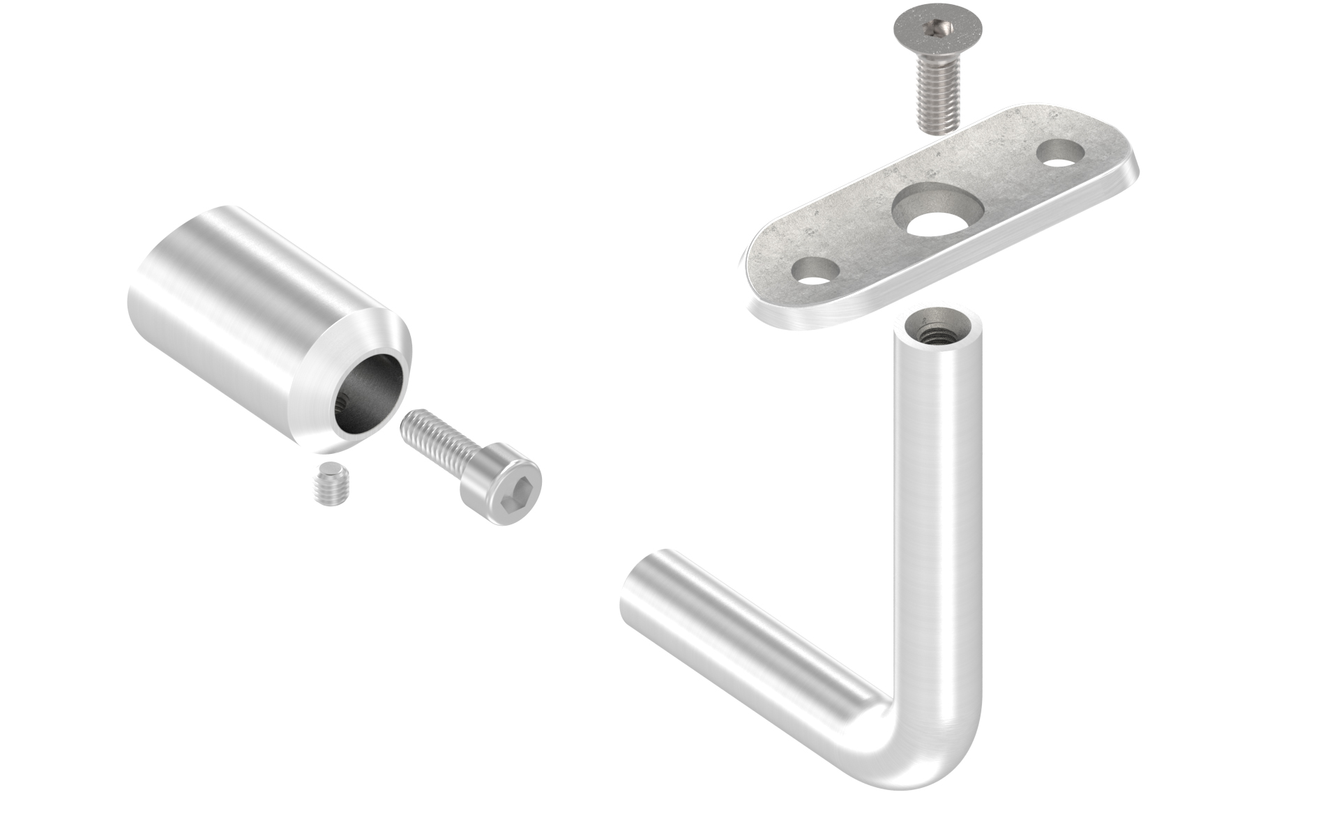 Lateral handrail support for tube d=42,4mm with round mounting plate d=42,4mm AISI 304 satin finish