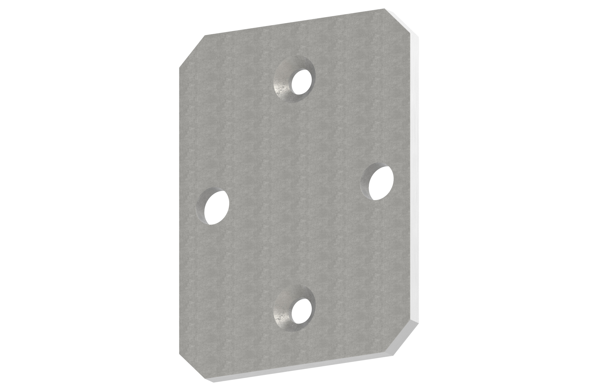 Lateral retangular wall fastening plate 90x120mm AISI 304 satin finish