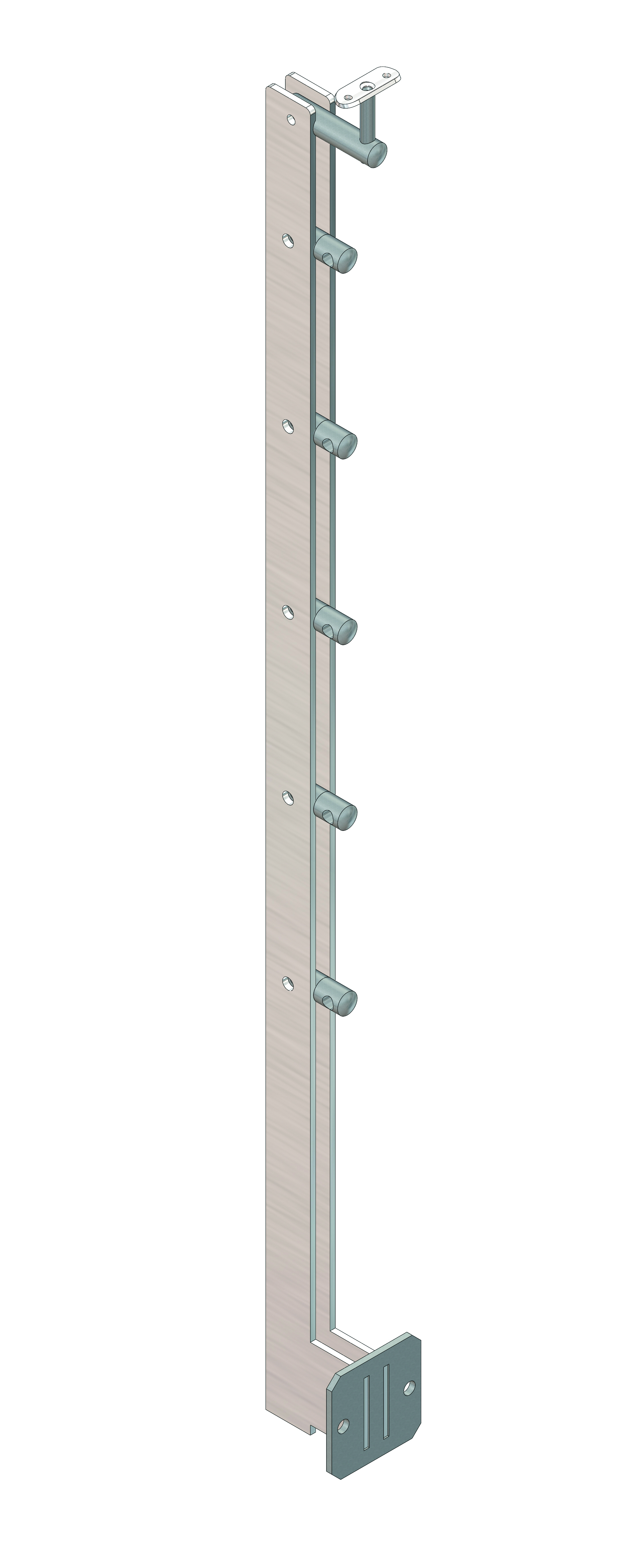 Montante in doppio piatto 50x6mm L= 1330mm AISI 304 sat.(montante per scala)