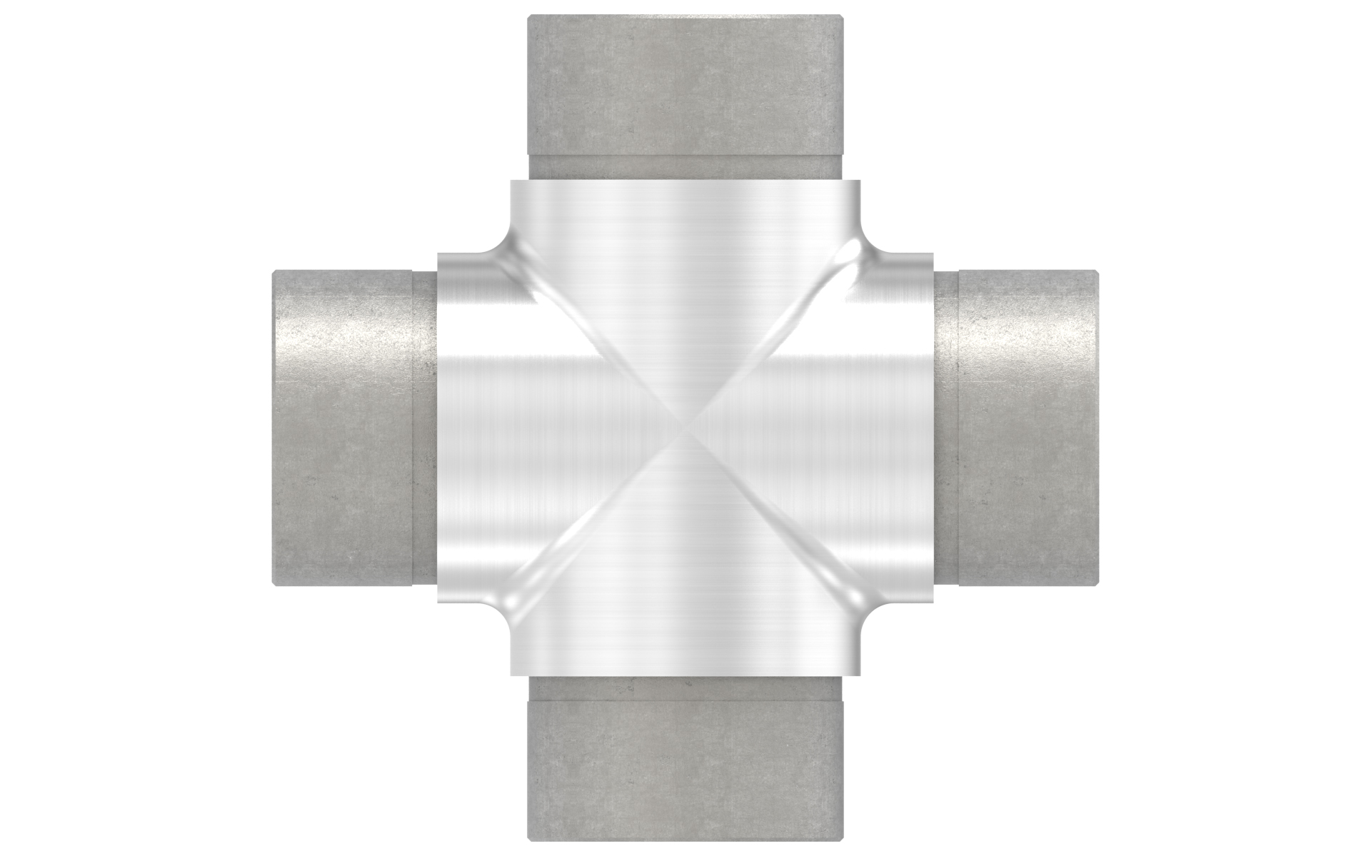 Rohrverbinder 'Kreuz' Stück für Rohr d=42,4x2mm AISI 304 geschliffen