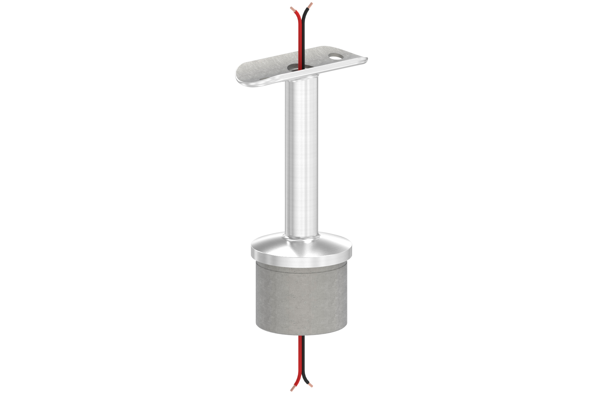 Handlaufträger für LED-Handlauf mit fixem Stift und Trägerplatte für Rohr d=42,4x2mm AISI 304 geschl