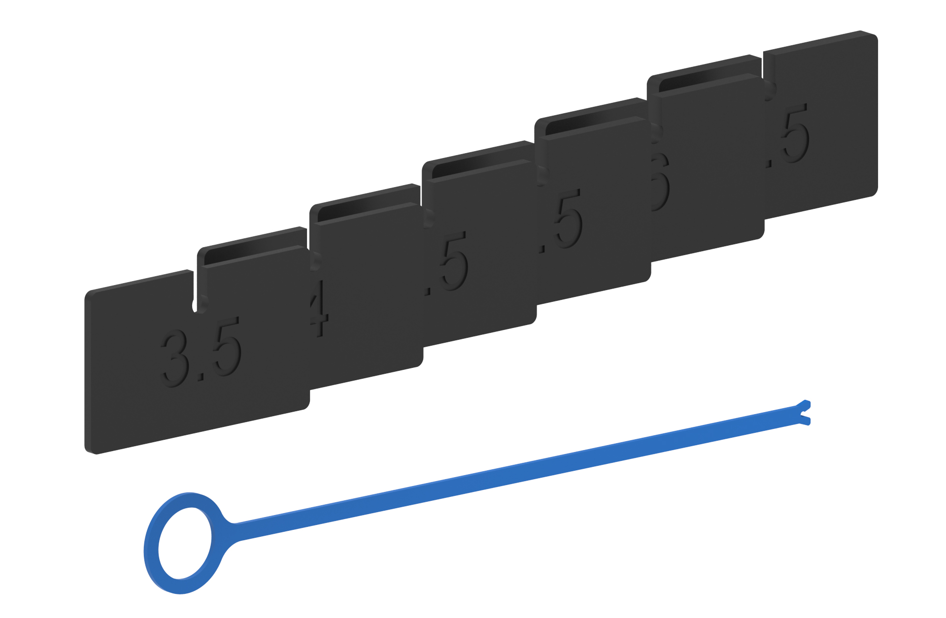 Regulation set for alu profil for glass 16,76-17,52mm, 7 plates per each dimensions