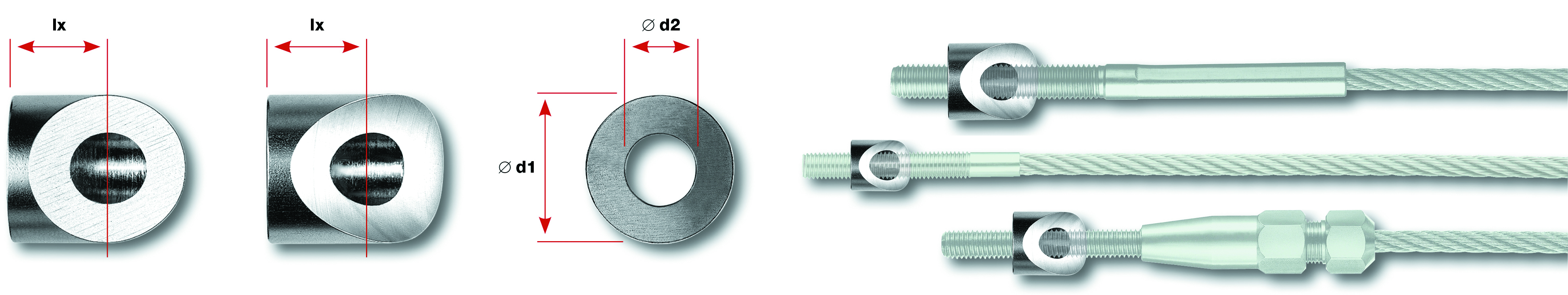 Formanschluss runde Form d=42,4 für Außengewinde M6, Steigungswinkel 00° AISI 316