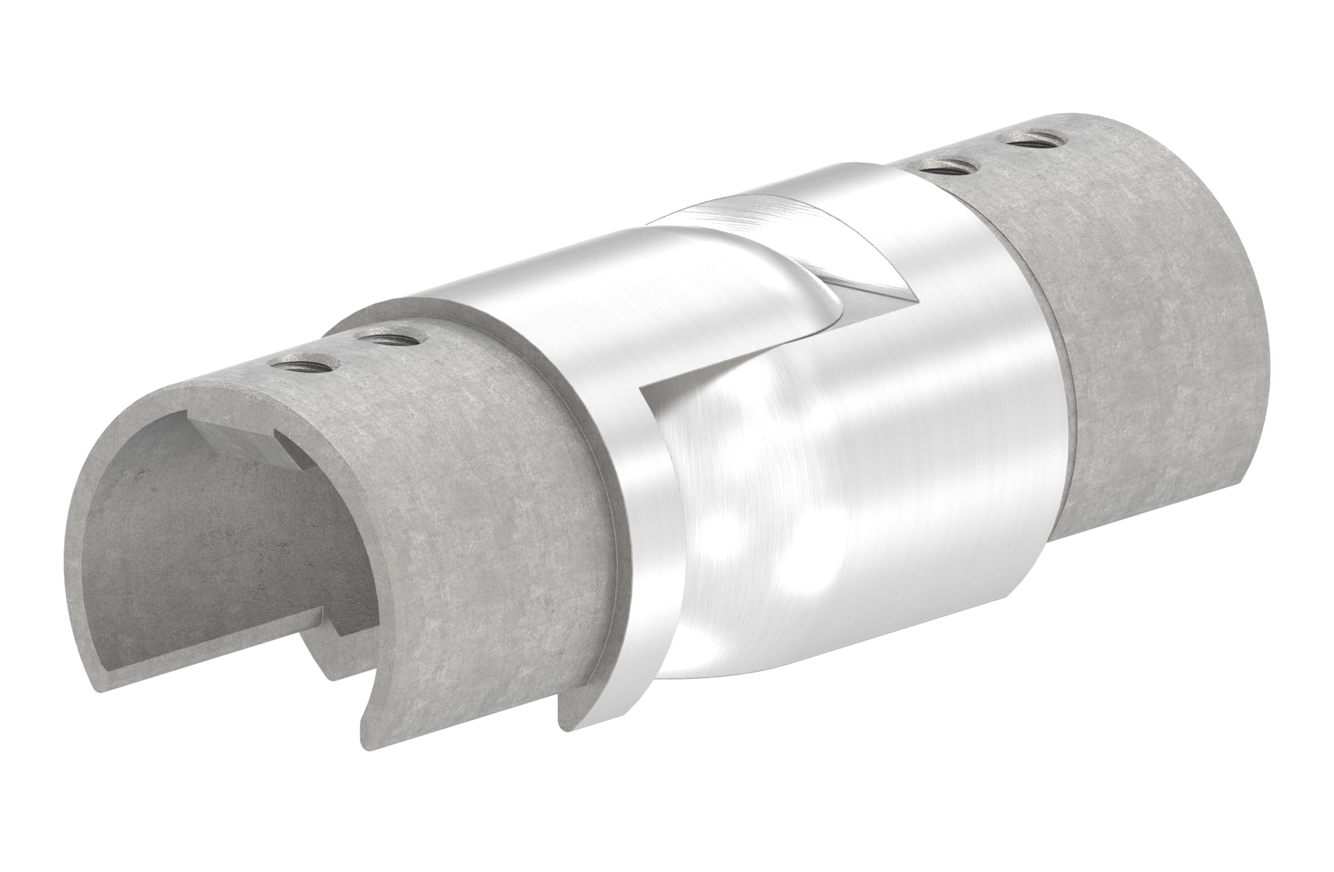 Flexible connector, horizontal for channel tube d=42,4x1,5mm (90-180°) AISI 316 satin finish