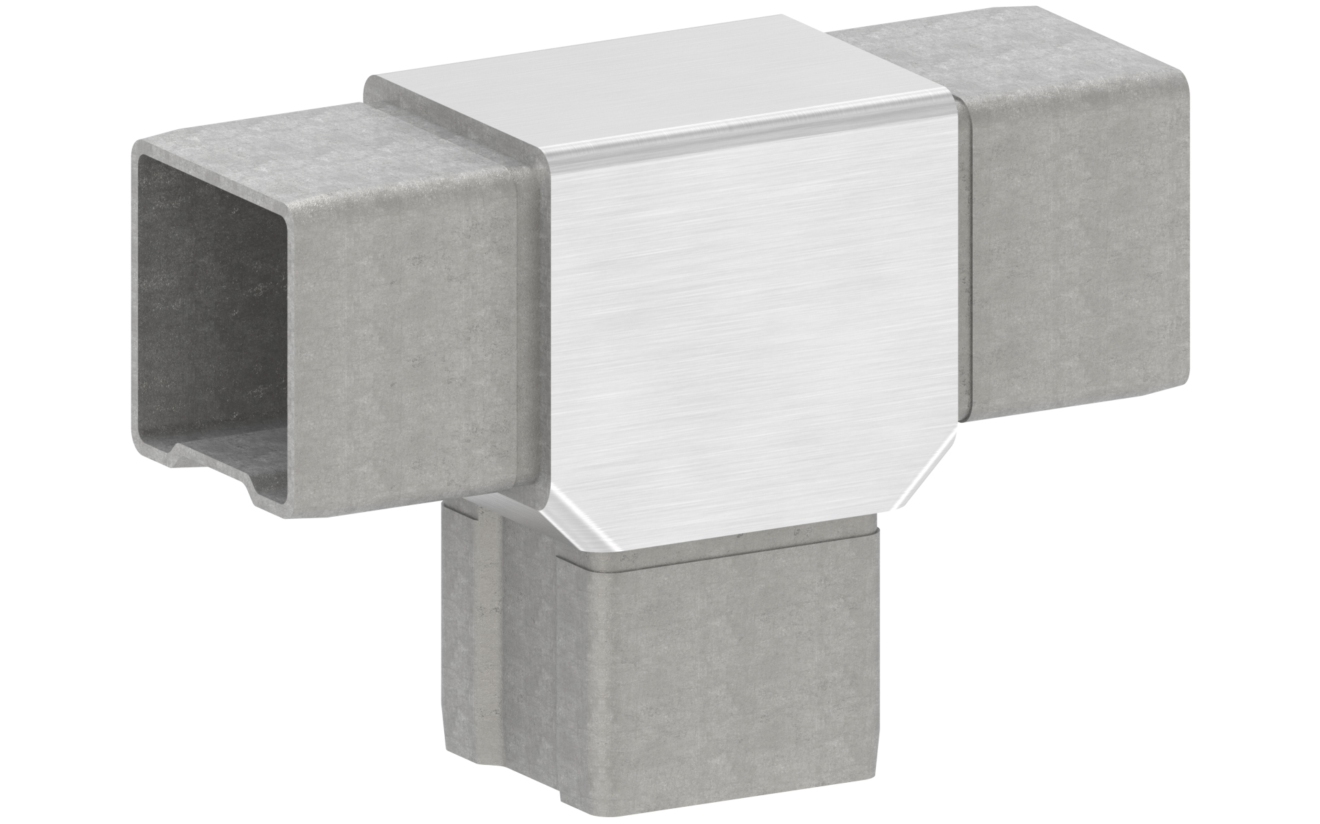 Pipe connector 'T' for square tube 40x40x2mm AISI 316 satin finish