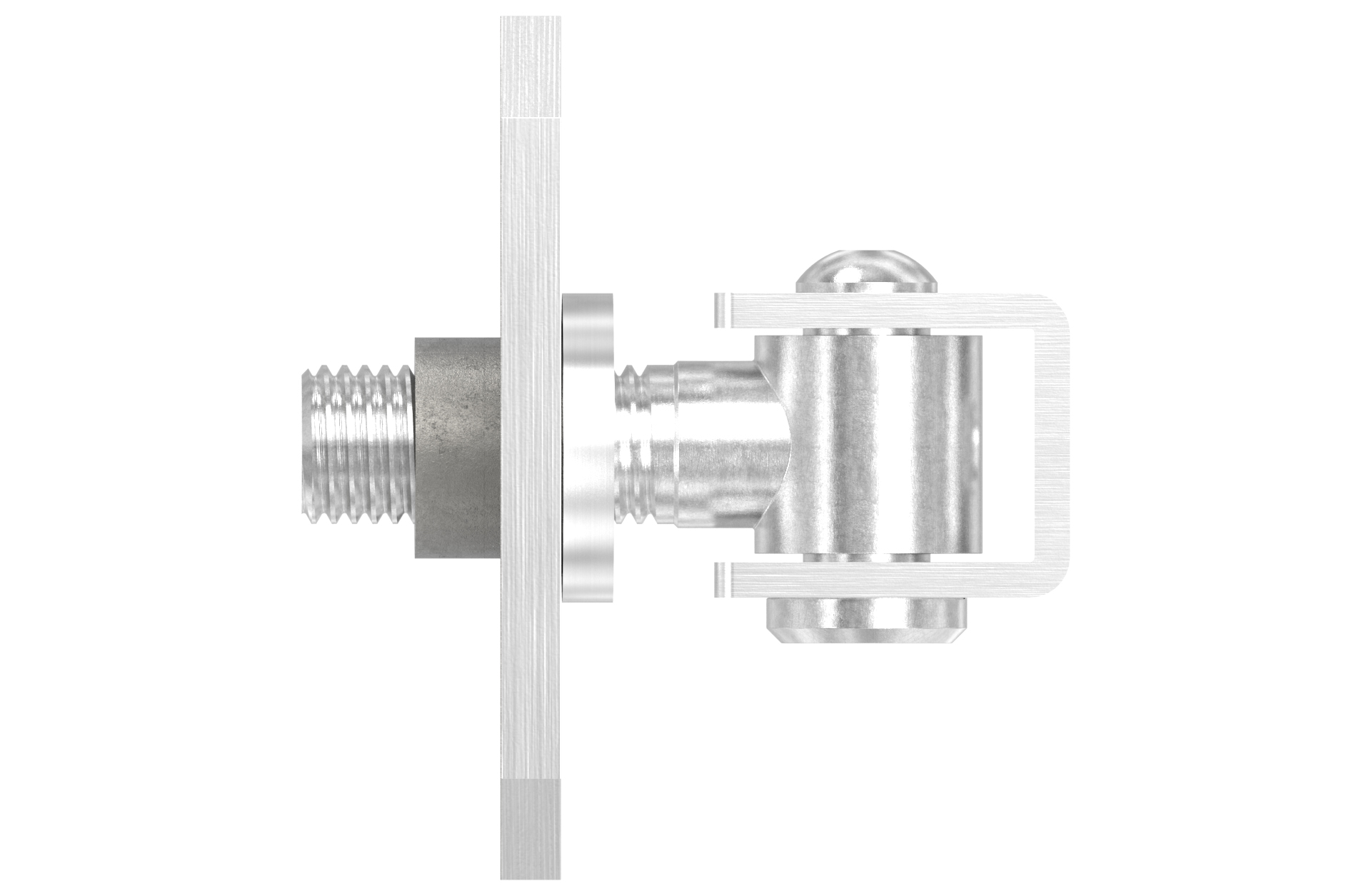 Verstellbares Torband M16 mit Anschweissbuchse und Befestigungsplatte AISI 316 geschliffen