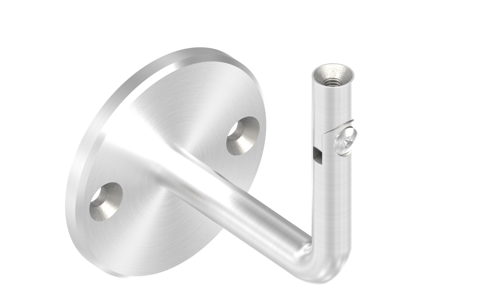 Wall bracket with adjustable pin with M6 thread and plate d=70mm AISI 304 satin finish