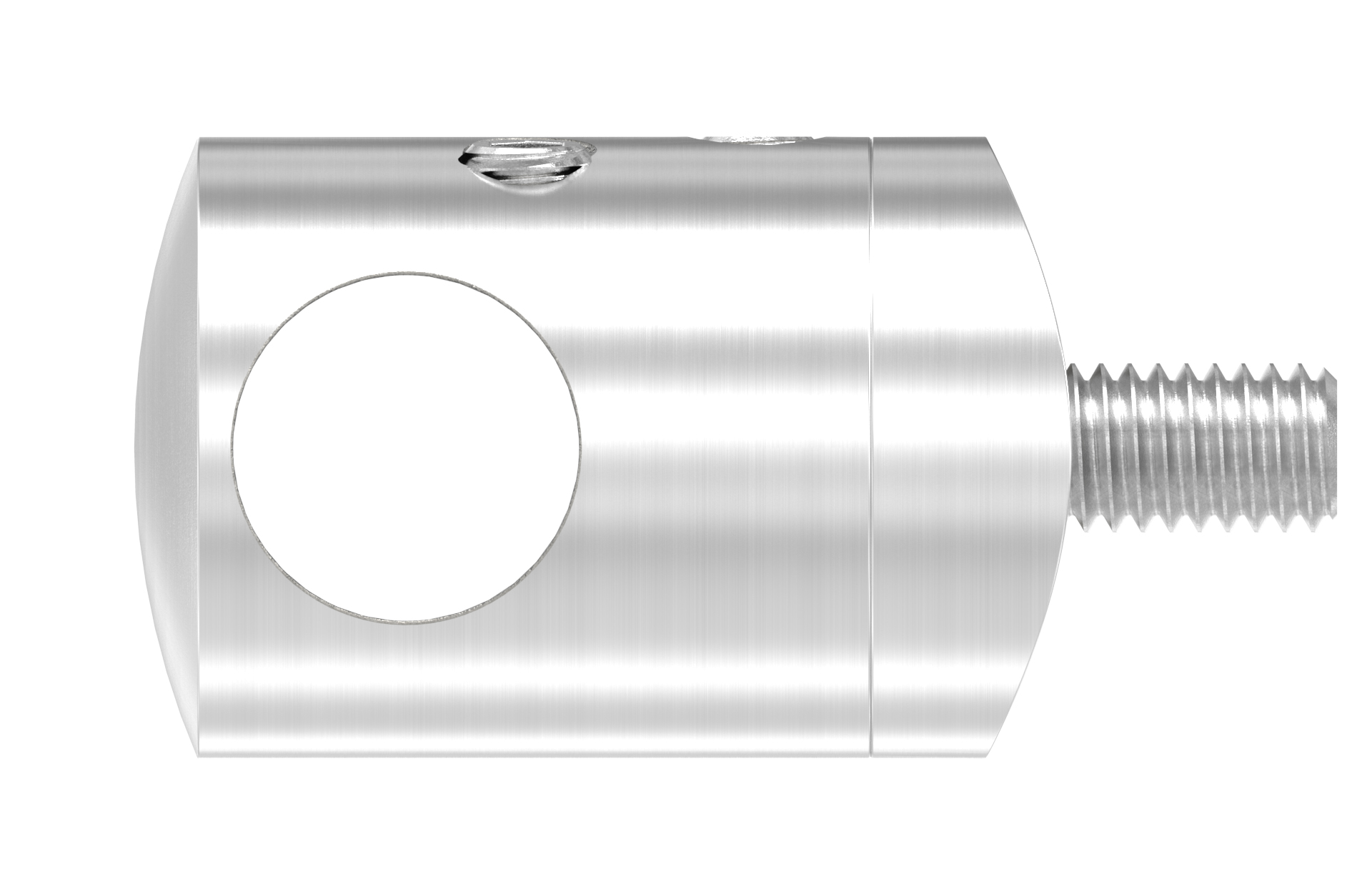 Querstabhalter f. Rundstahl d=12mm, Rohr d=42,4mm mit doppelter Madenschraube AISI 304 geschliffen