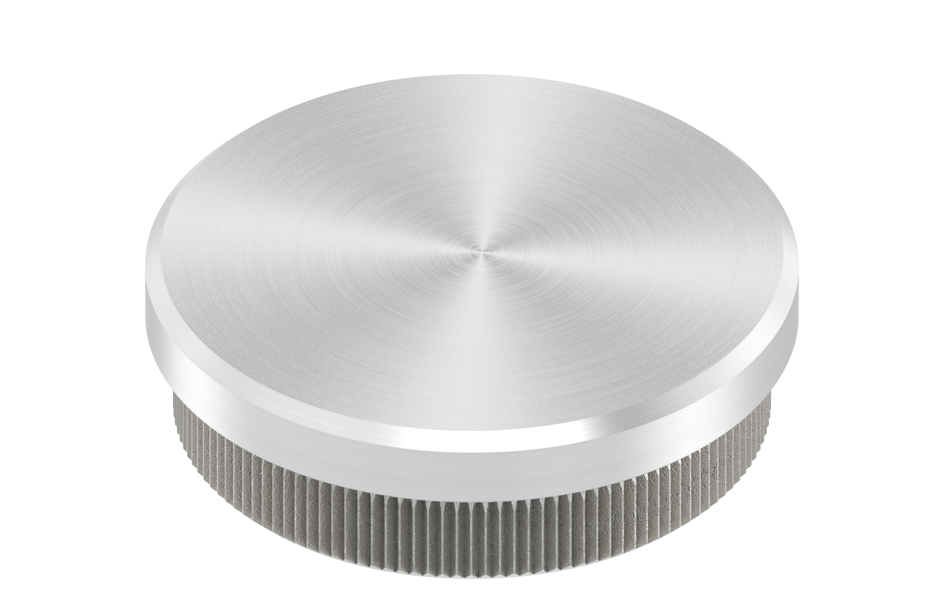 Solid end cap in 42.4 x 2.0mm with knurl in flat satin finish S.S.304