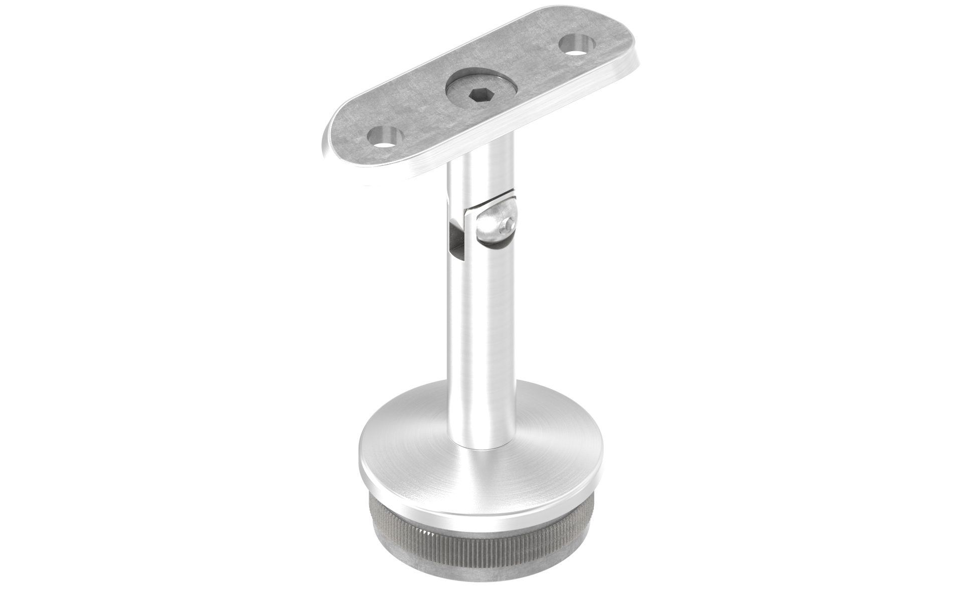 Handrail support with adjustable pin and mounting plate for tube d=42,4x2mm AISI 304 satin finish