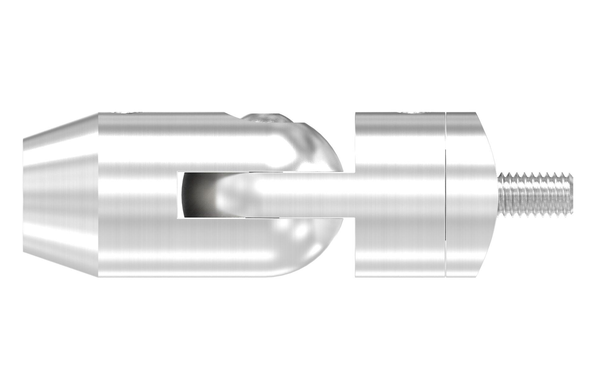 Querstabhalter beweglich mit rundem Anschluss d=42,4mm für Rundstahl d=12mm AISI 304 geschliffen