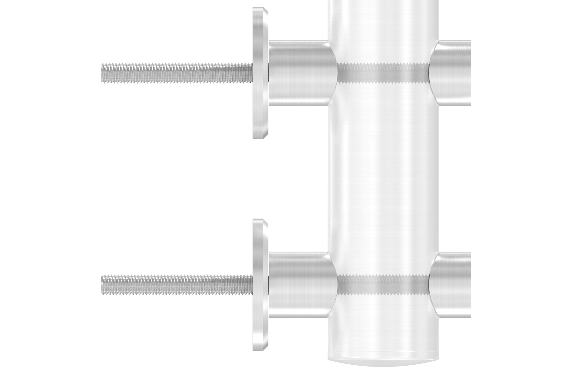 Piastra di ancoraggio lat., completa, A=28mm per tubo d=42,4mm AISI 304 sat. (coppia)