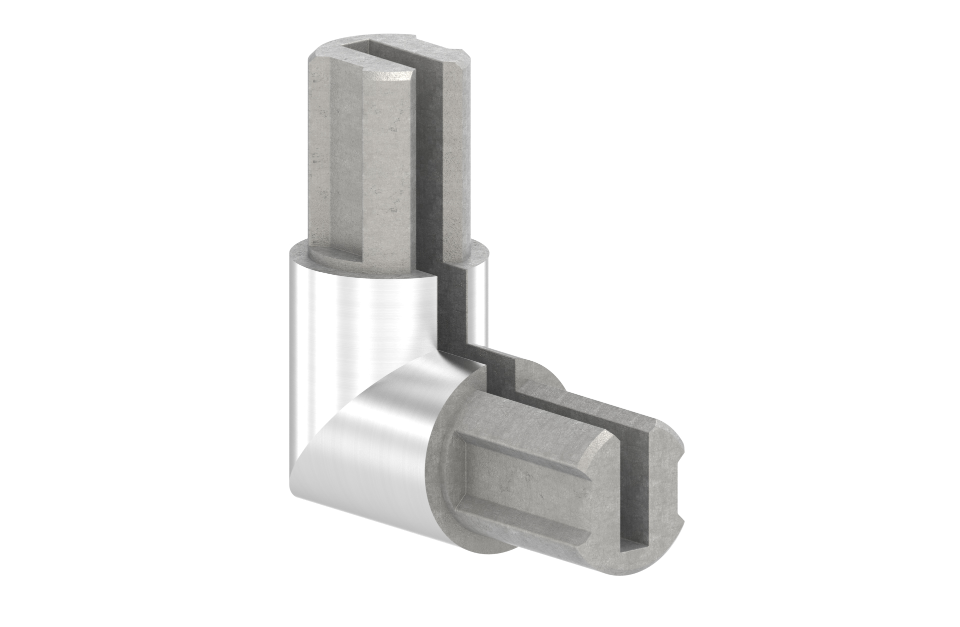 Elbow connector 90 degree for profile for iron sheet 27x1,7mm AISI 304 satin finish