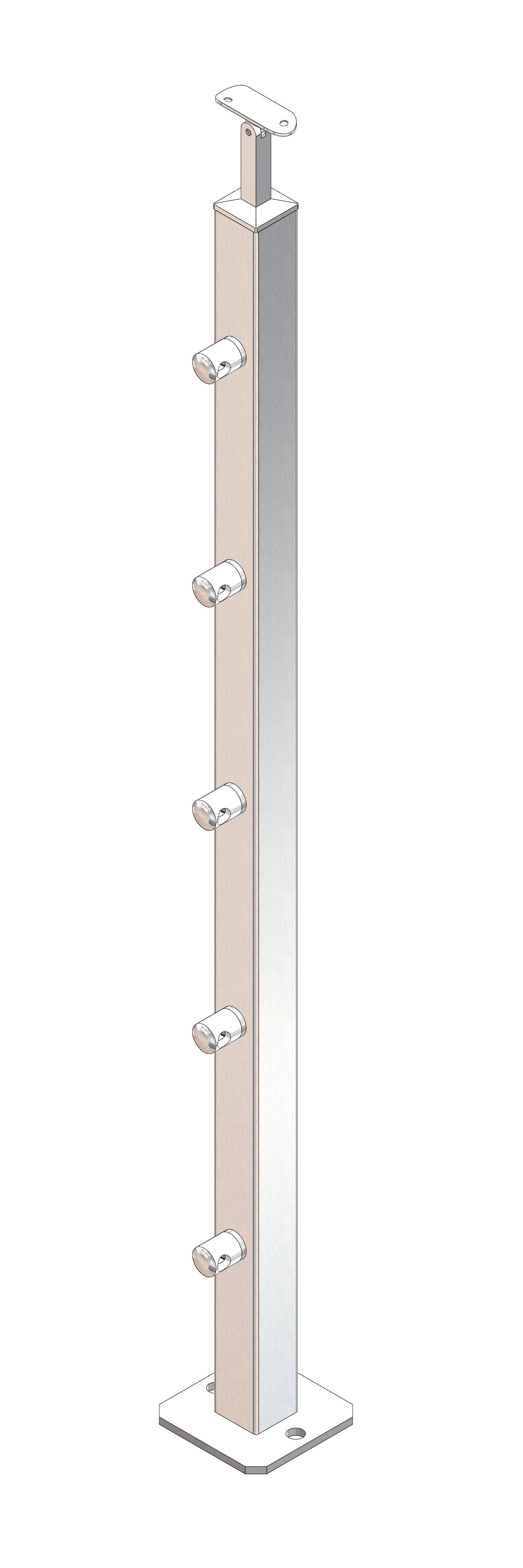 Montante quadro 40x40x2mm L= 1050mm AISI 304 sat.(montante per scala)