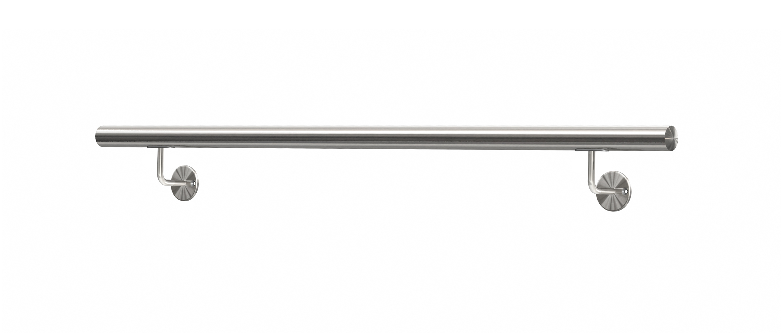 Handrail d=42,4mm with 3 holder IN105-015 incl. 2x end cap IN104-055 L=2000mm AISI 304 satin finish