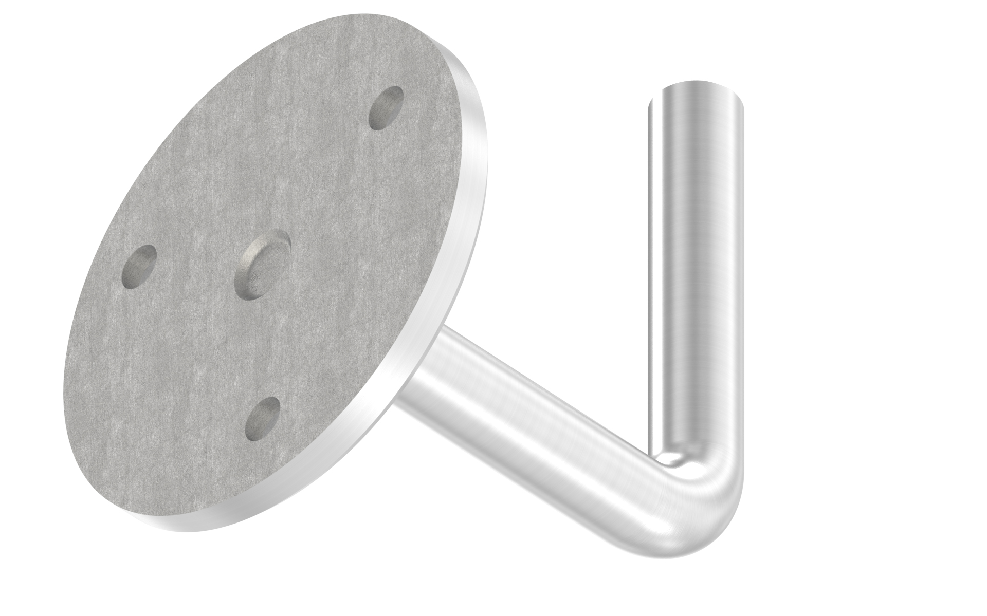 Wall bracket with fixed pin with M6 thread & plate d=70mm with 3 holes AISI 304 satin finish